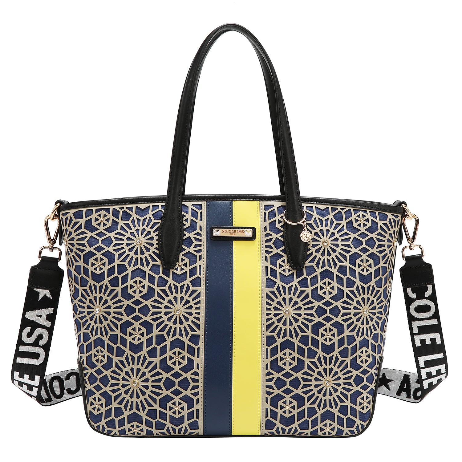 LASER CUT GEOMETRIC SHOPPER (BLACK)