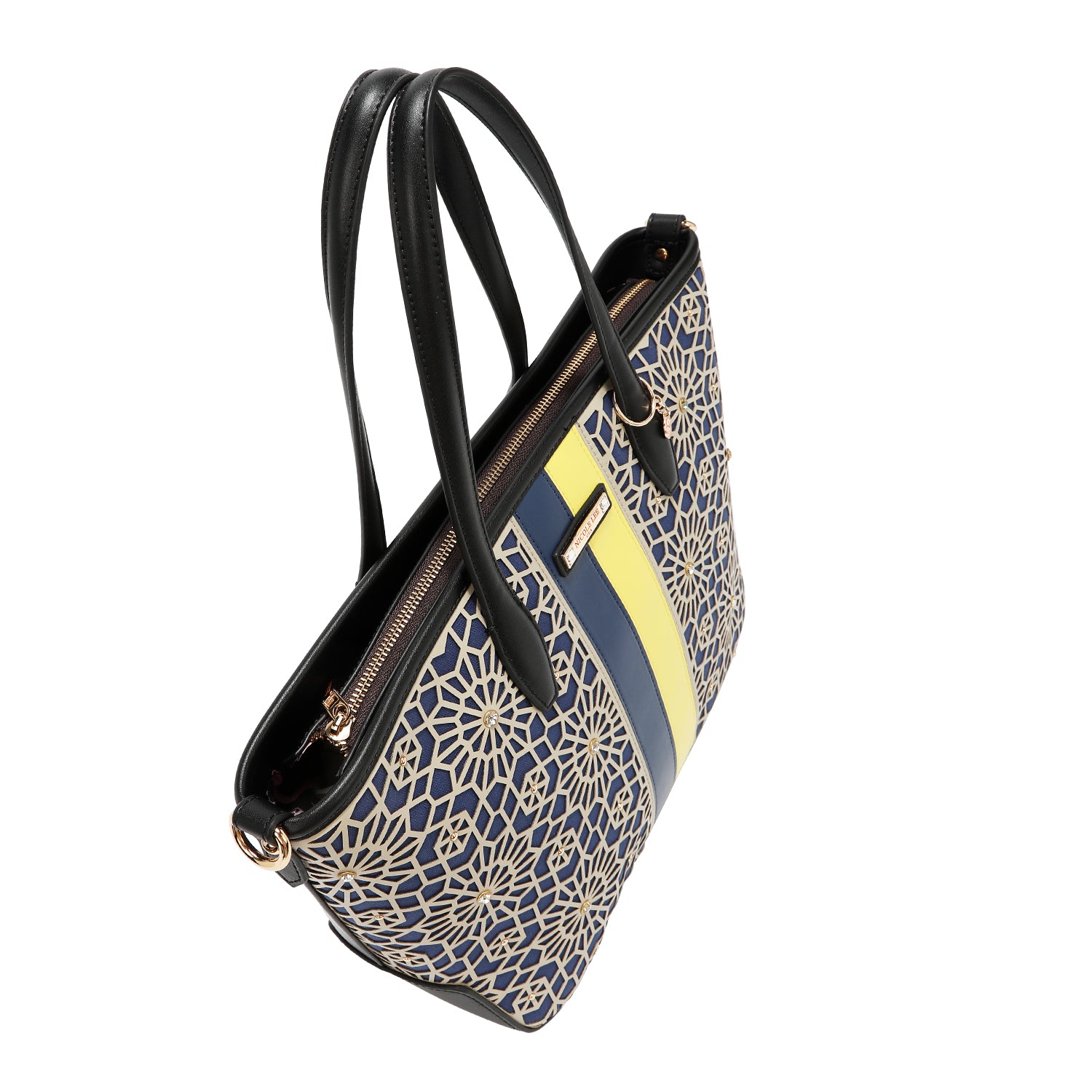 LASER CUT GEOMETRIC SHOPPER (BLACK)