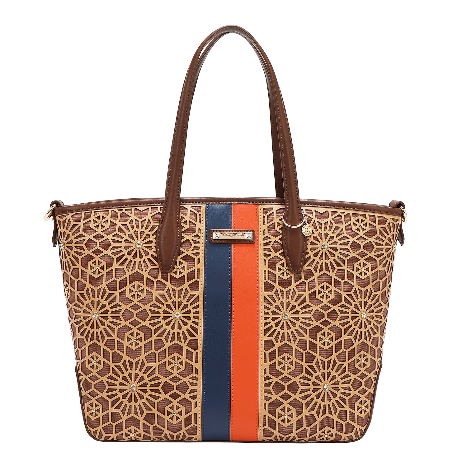 SHOPPER GEOMETRICA TAGLIA LASER (MARRONE)