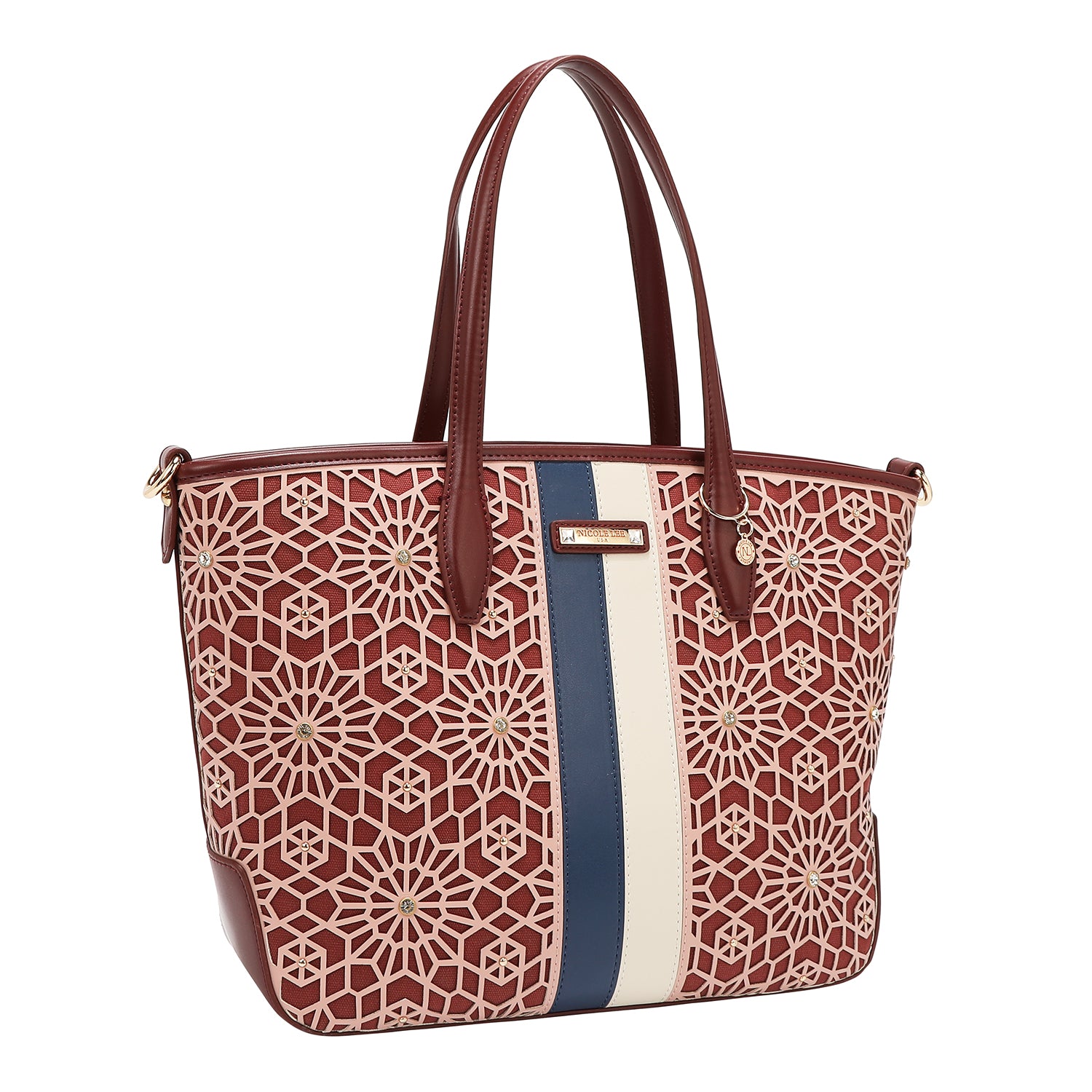 LASER CUT GEOMETRIC SHOPPER (WINE)
