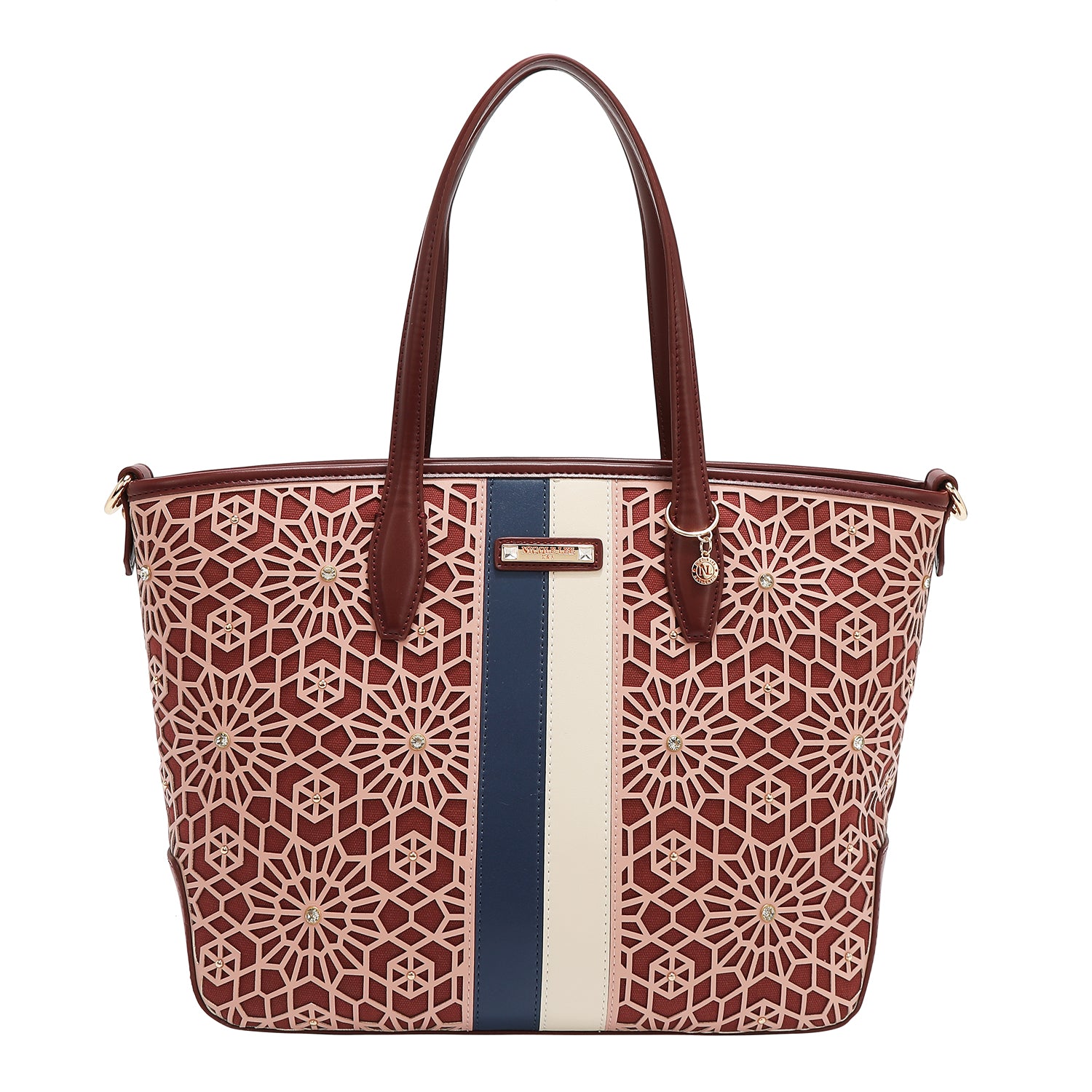 LASER CUT GEOMETRIC SHOPPER (WINE)