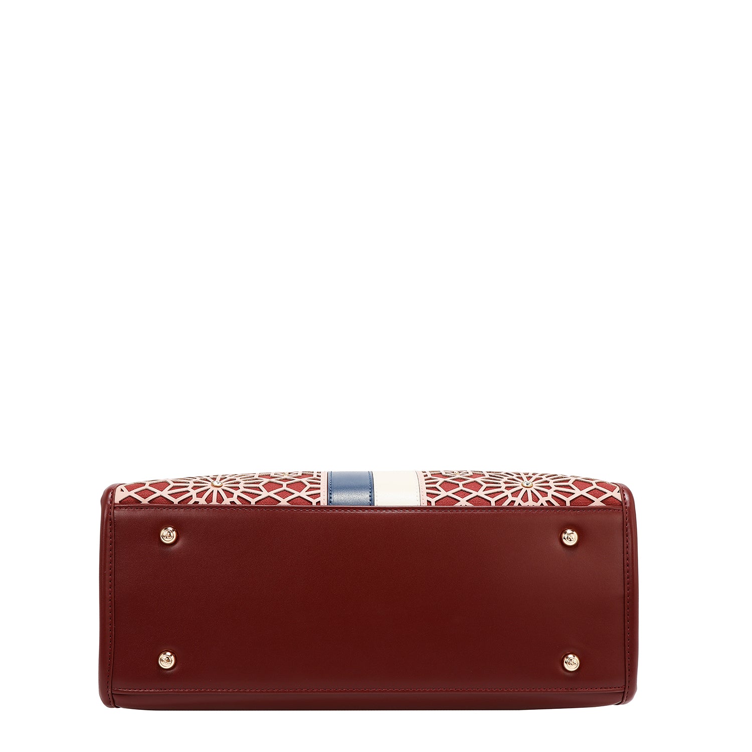 BOSTON BAG WITH GEOMETRIC LASER CUT (WINE)
