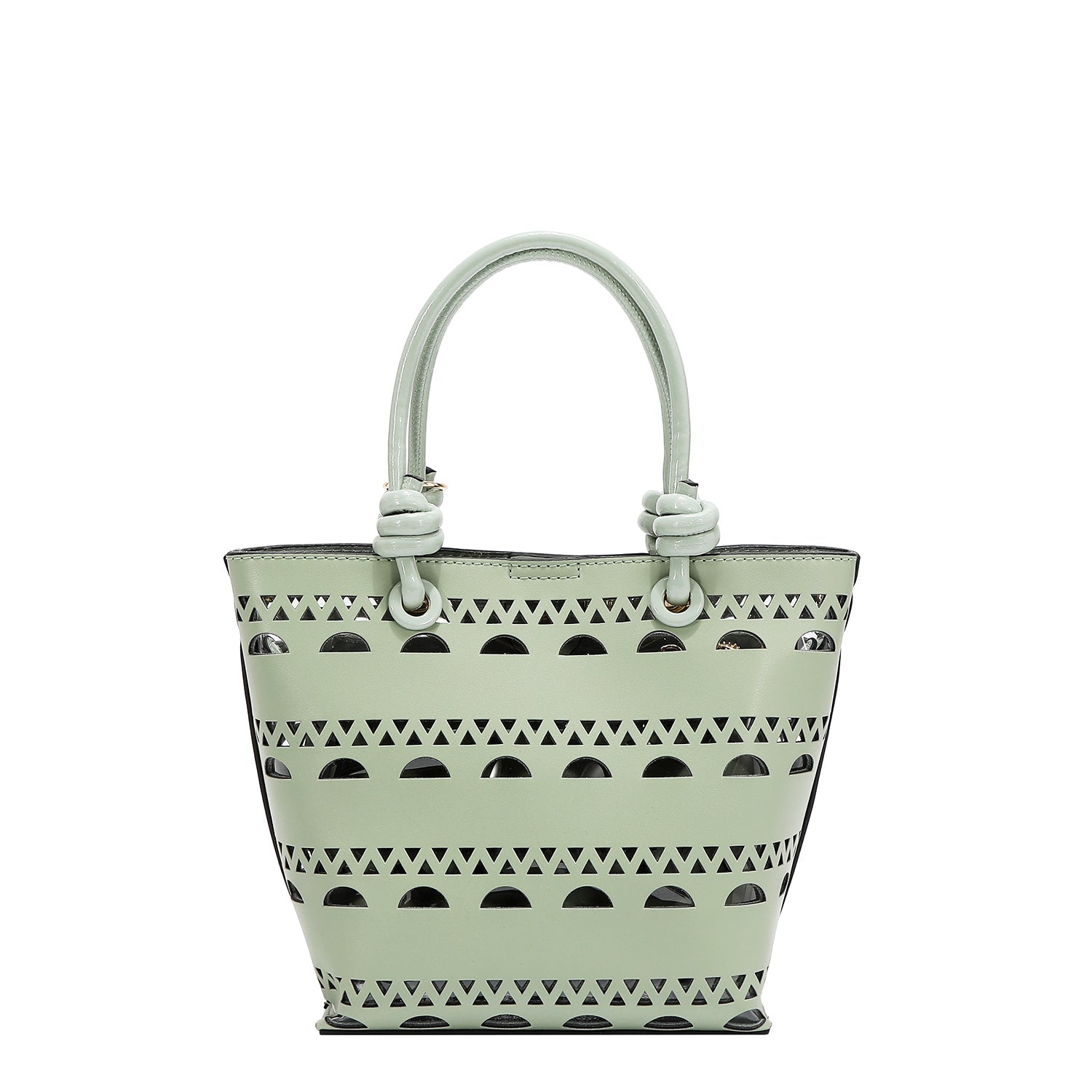 BOLSO DE CUBO DE 2 PIEZAS CON REMACHES PLATEADOS (VERDE)