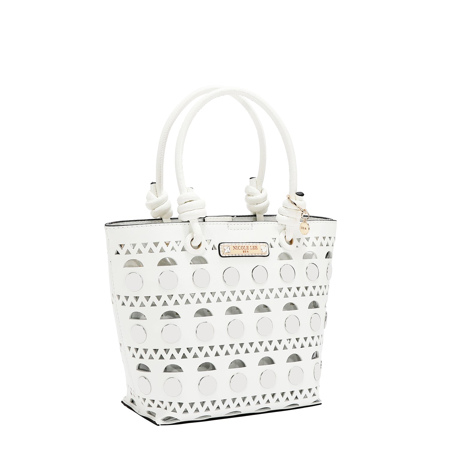2-PIECE BUCKET BAG WITH SILVER RIVETS (WHITE)