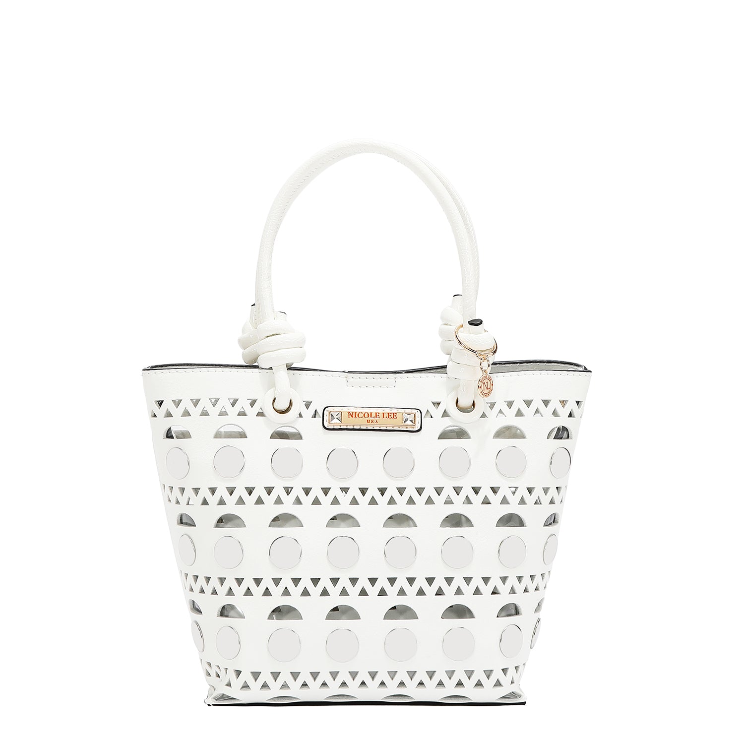2-PIECE BUCKET BAG WITH SILVER RIVETS (WHITE)