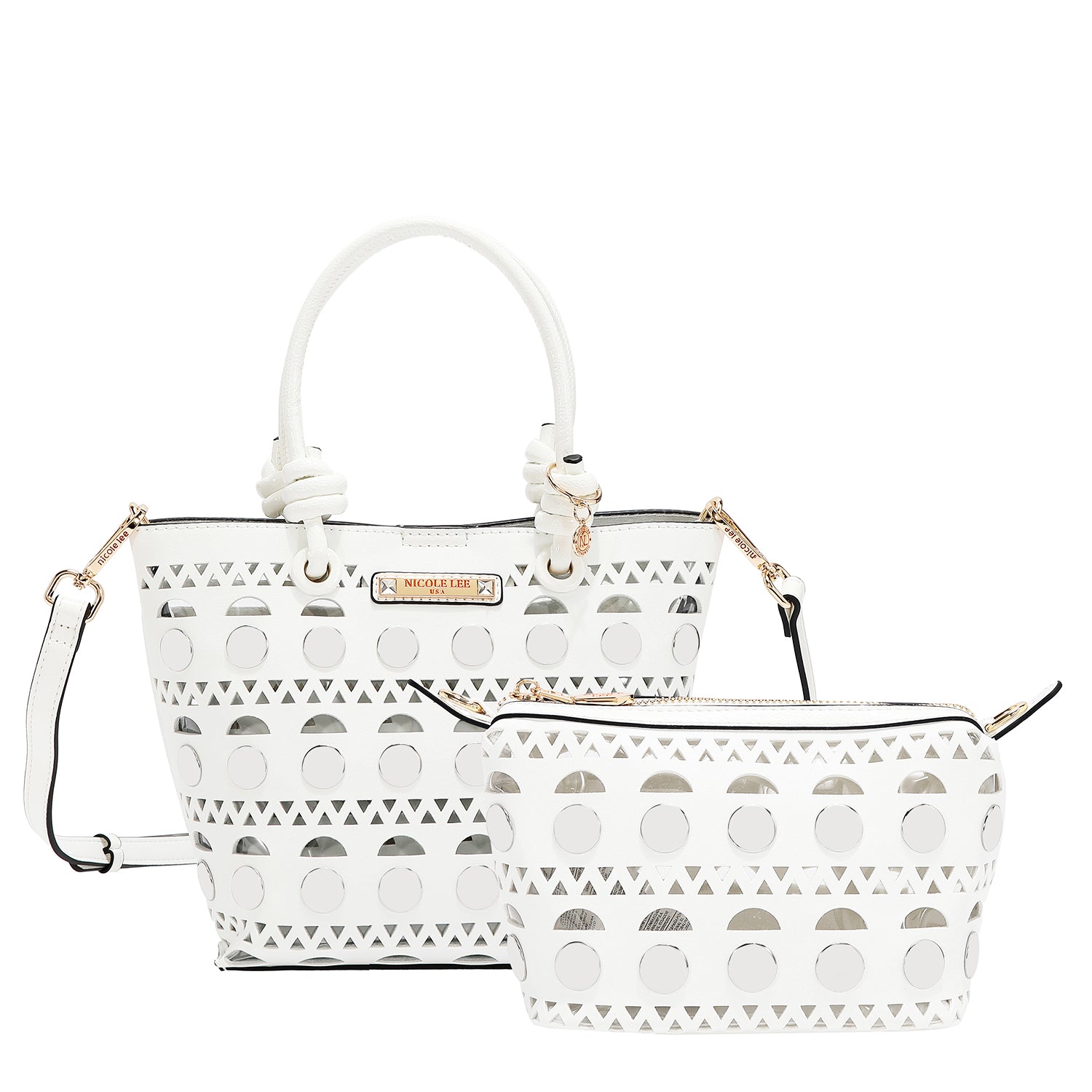 SAC SEAU 2 PIÈCES AVEC RIVETS ARGENTÉS (BLANC)