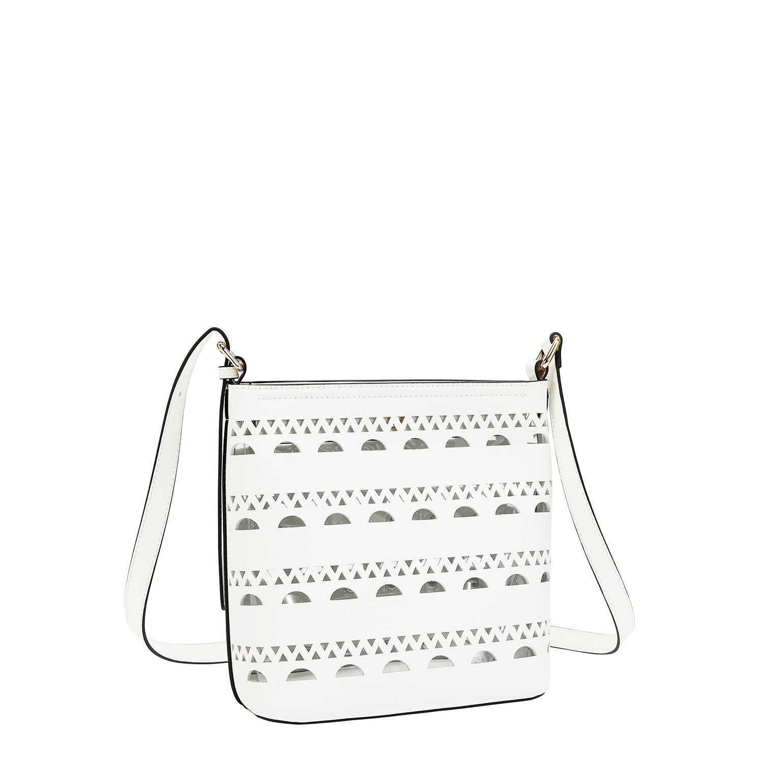 BORSA A TRACOLLA CON BORCHIE ARGENTO (BIANCO)