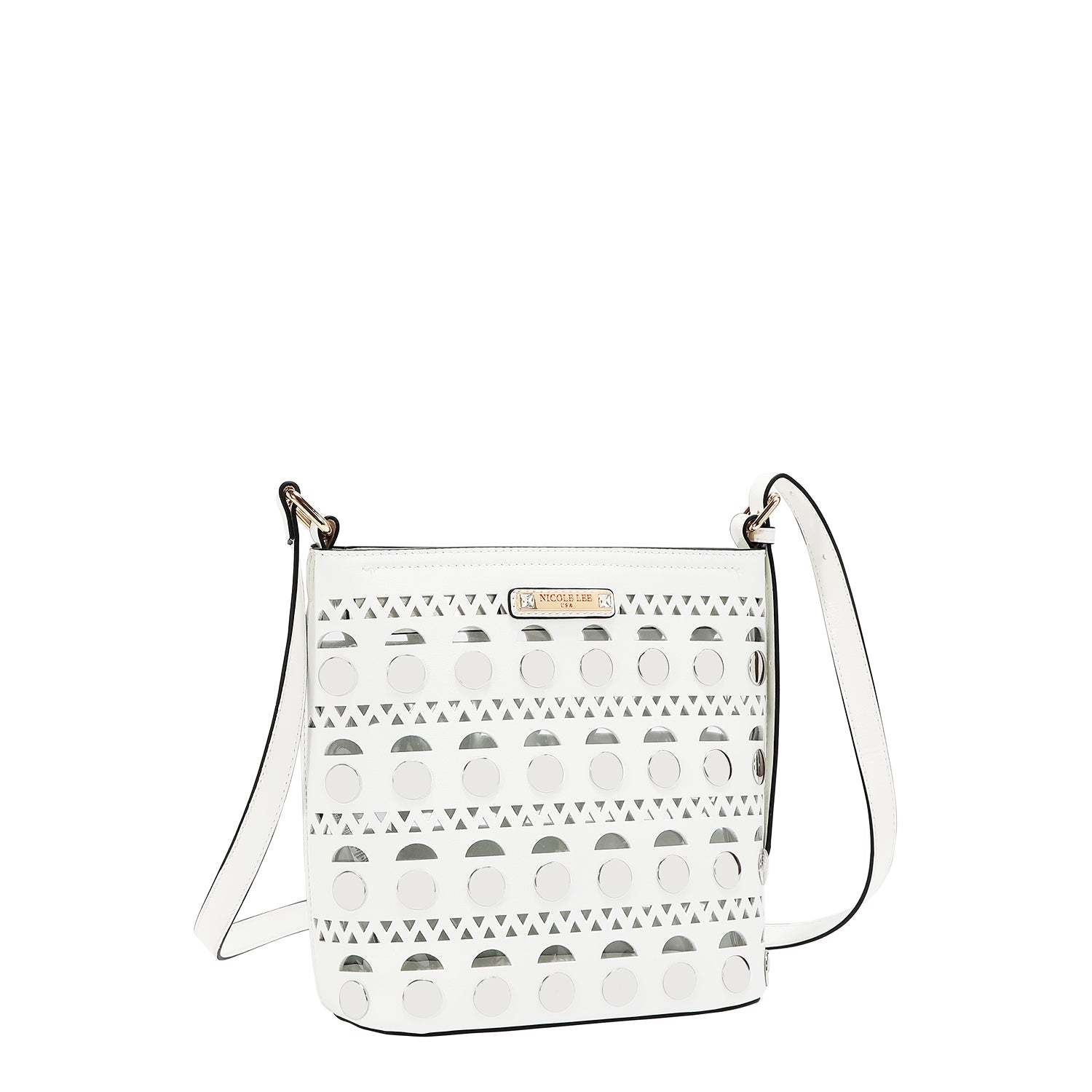 BORSA A TRACOLLA CON BORCHIE ARGENTO (BIANCO)