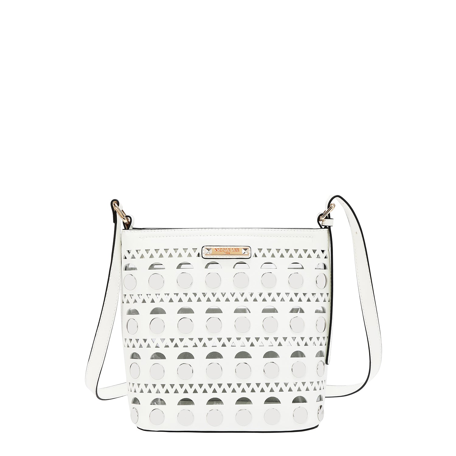 BORSA A TRACOLLA CON BORCHIE ARGENTO (BIANCO)