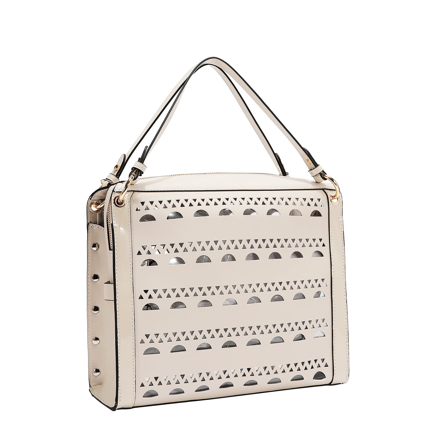 HANDBAG WITH SILVER STUDS (BEIGE)
