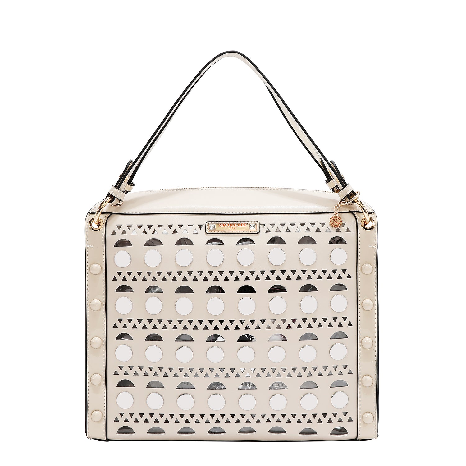 SAC À MAIN AVEC CLOUS ARGENTÉS (BEIGE)