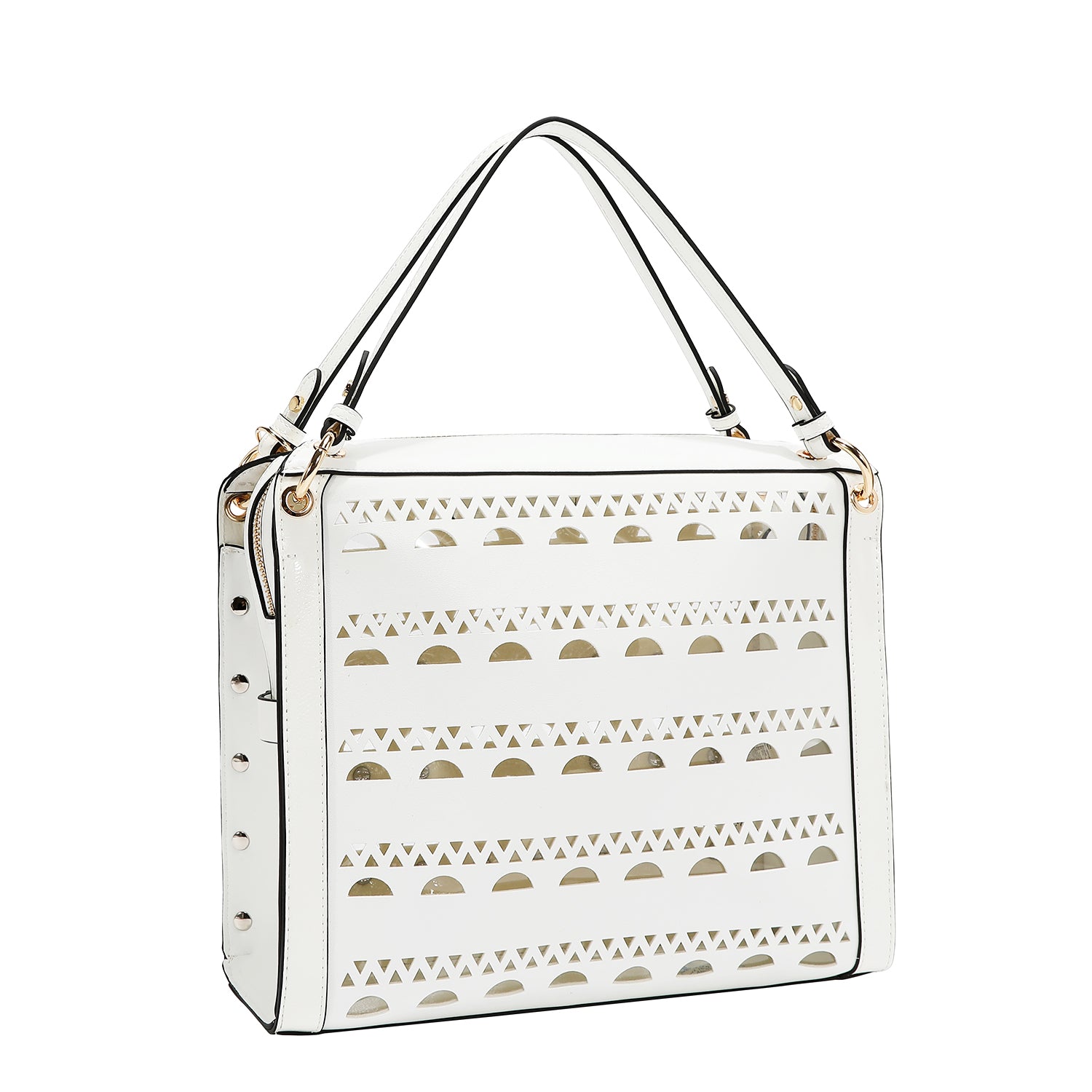 HANDBAG WITH SILVER STUDS (WHITE)