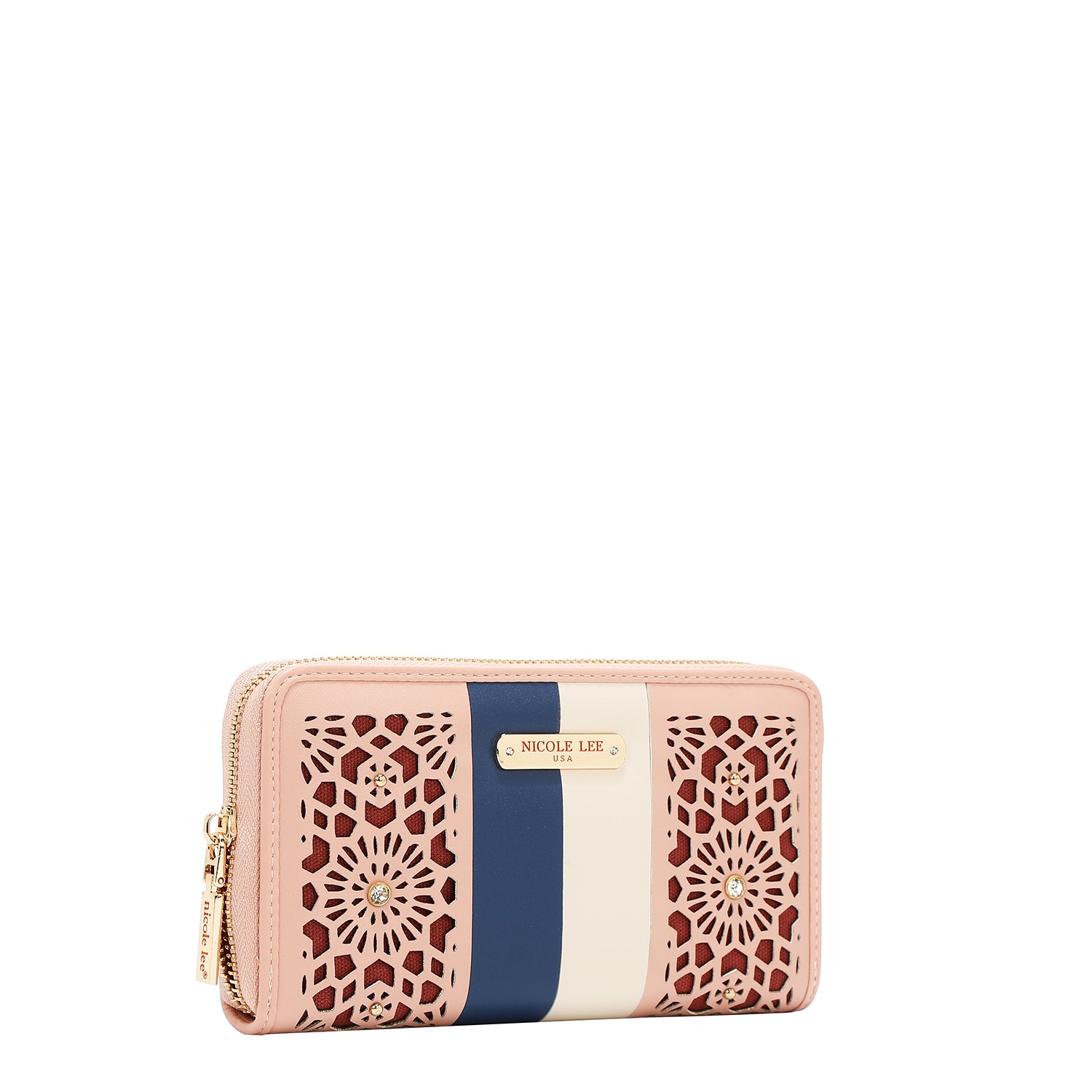 Portfolio with geometric cut (pink)