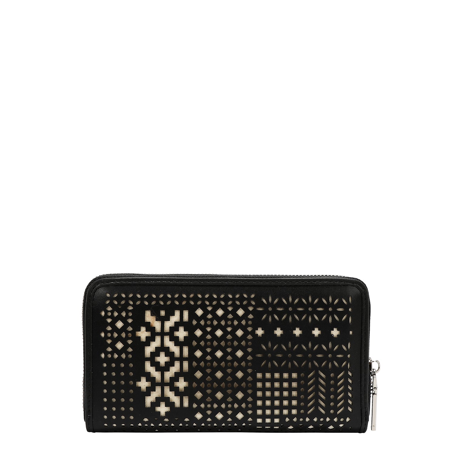WALLET WITH GEOMETRIC CUTOUT (BLACK)