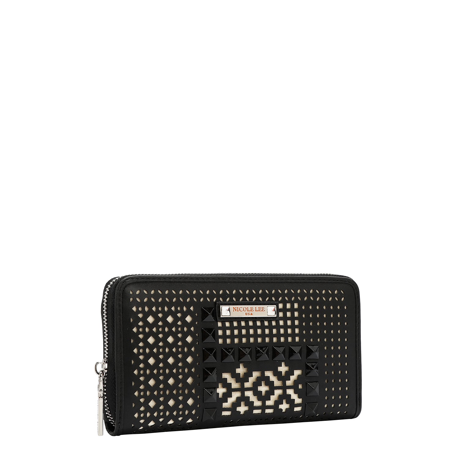 WALLET WITH GEOMETRIC CUTOUT (BLACK)