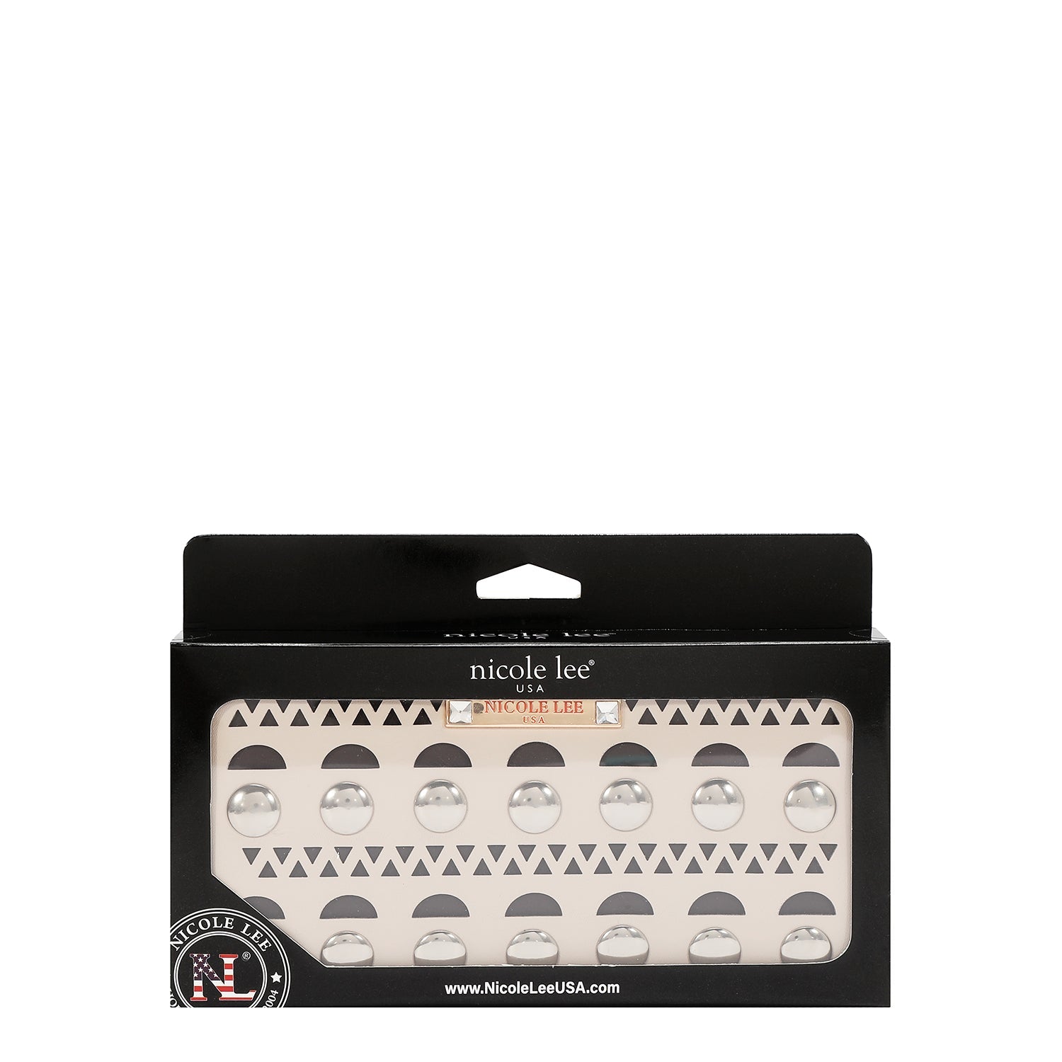 WALLET WITH SILVER STUDS (BEIGE)