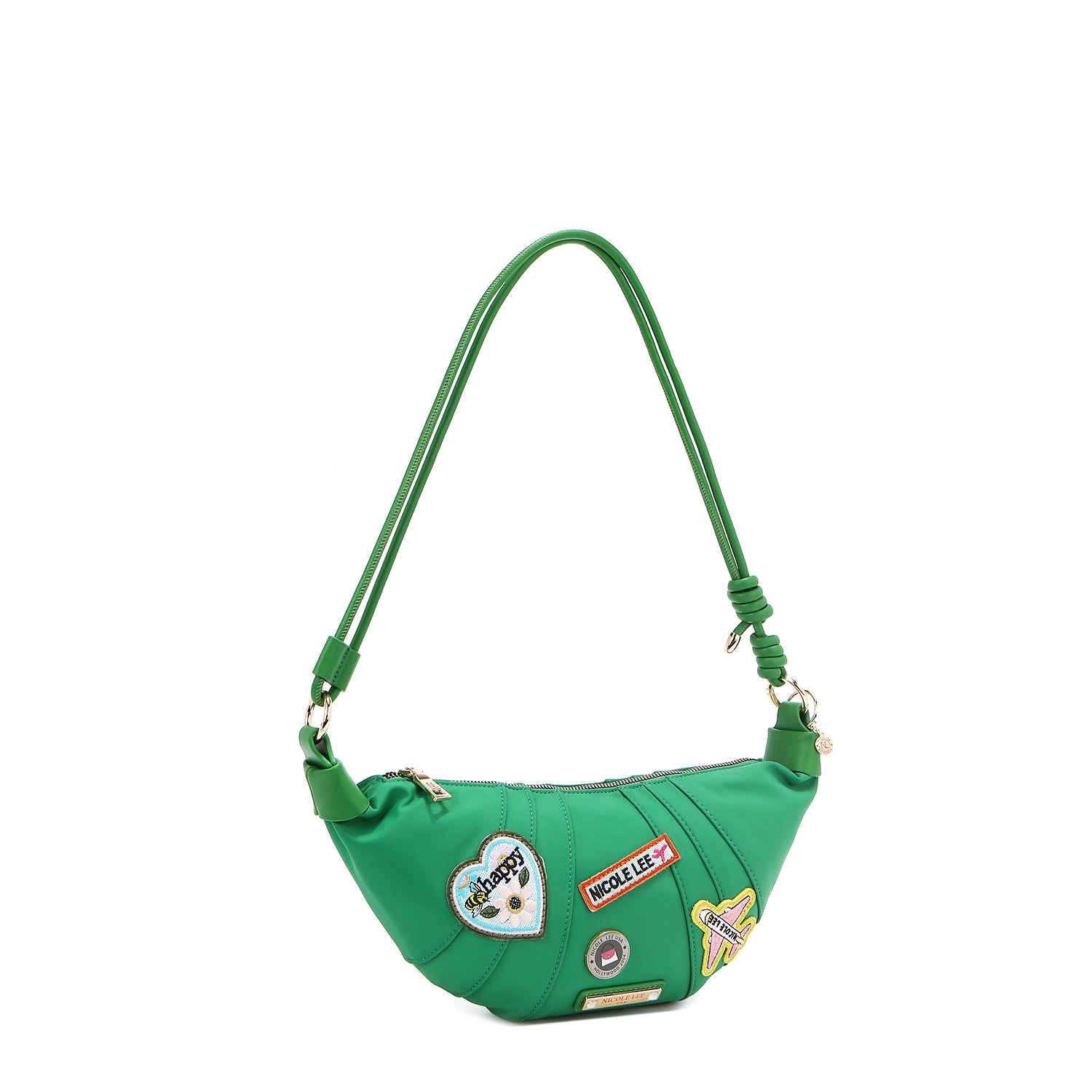 BOLSO CROISSANT CON PARCHES DE COLORES (VERDE)