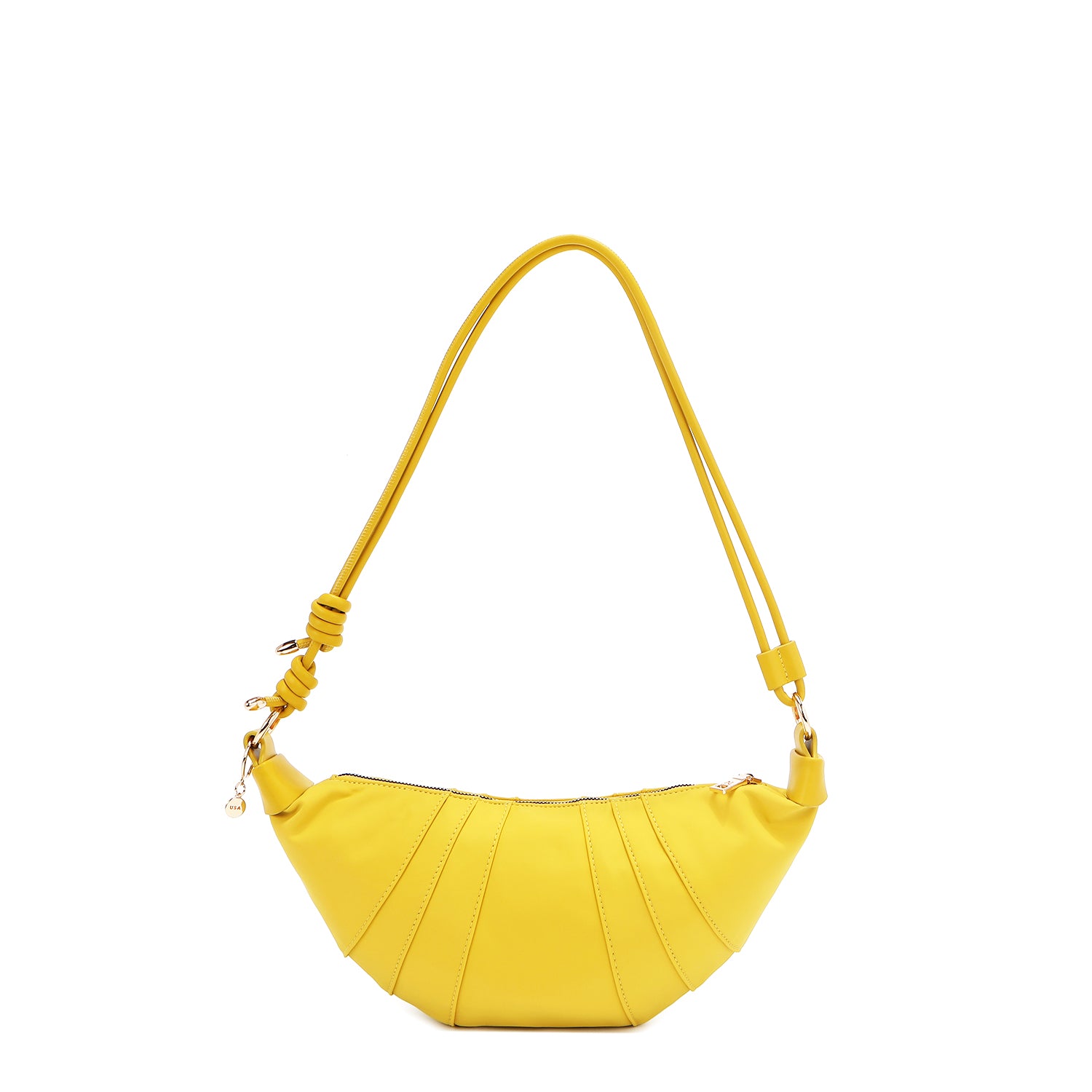 BOLSO CROISSANT CON PARCHES DE COLORES (AMARILLO)
