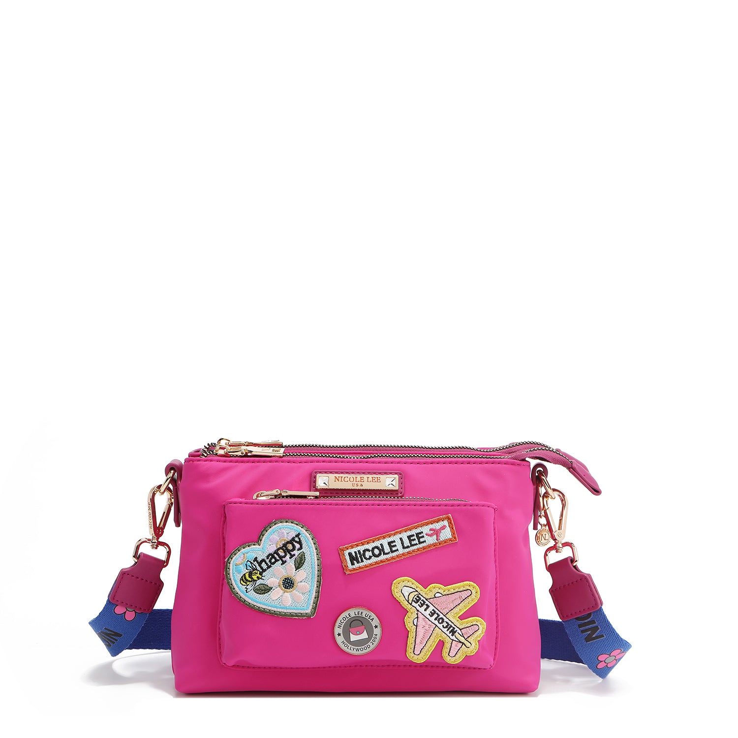 BOLSO CRUZADO ACORDEÓN CON PARCHES DE COLORES (VIOLETA)