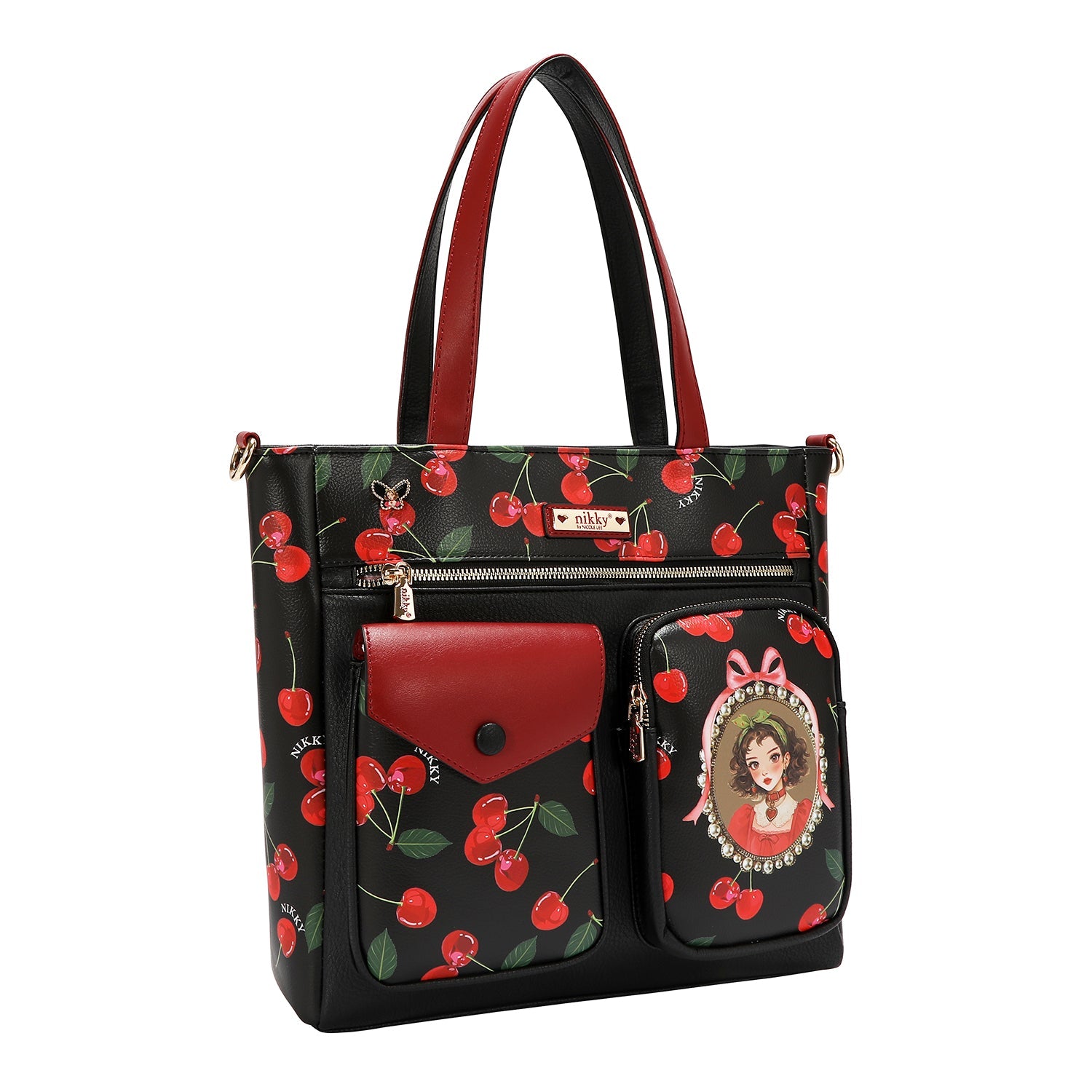 HANDBAG NK13115 (CHERRY LIPS-BLACK)