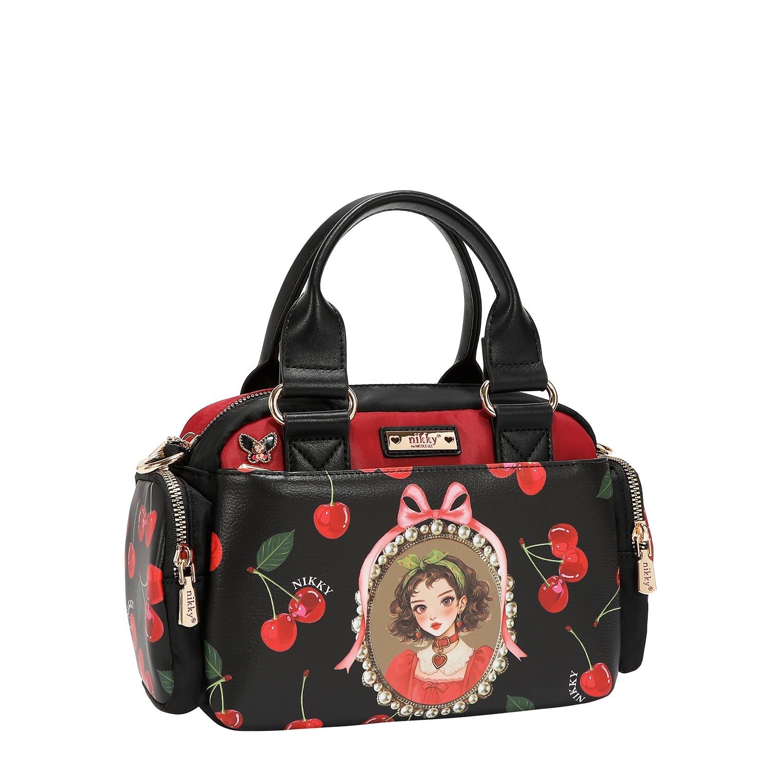 BOLSO DE MANO CON CORREA (CHERRY LIPS-BLACK)