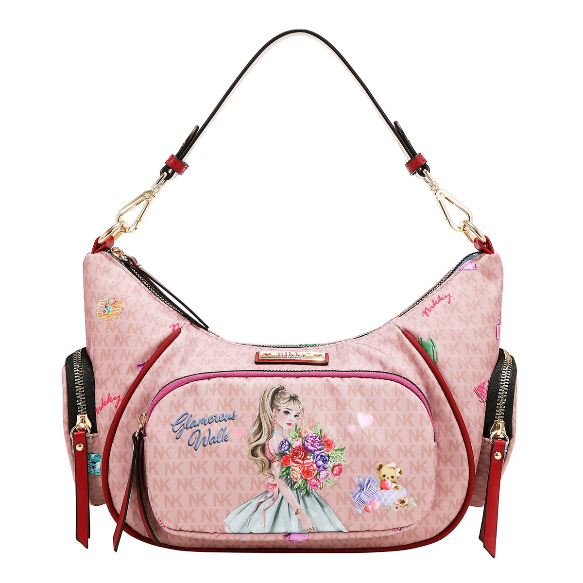 BOLSO DE HOMBRO DE NYLON (GLAMOROUS WALK - ROSA)