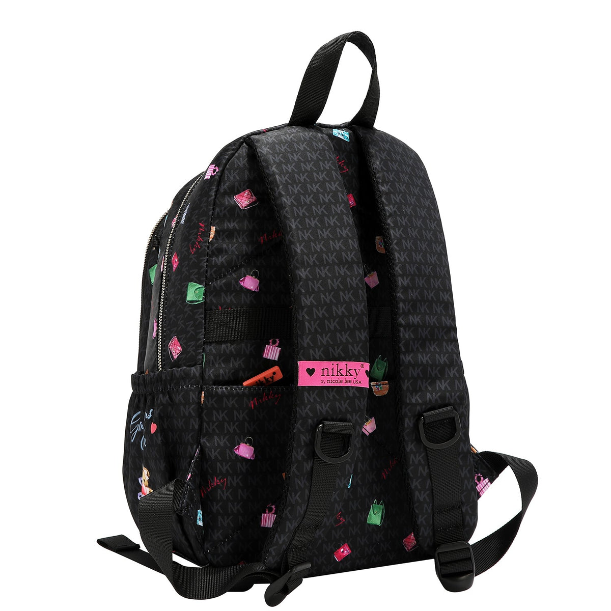 MOCHILA MEDIANA DE NAILON CON MOÑO (GLAMOROUS WALK-NEGRO)