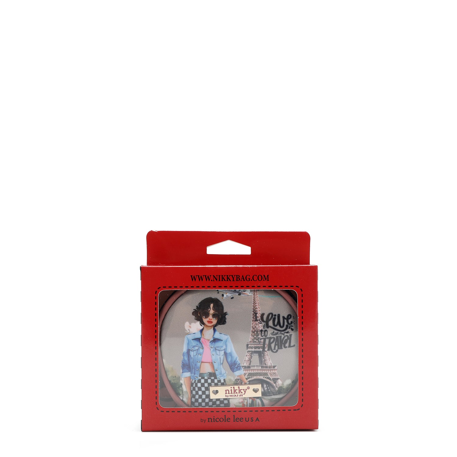 KEYCHAIN ​​WITH ROUND COIN PURSE (<tc>I LIVE TO TRAVEL</tc>)