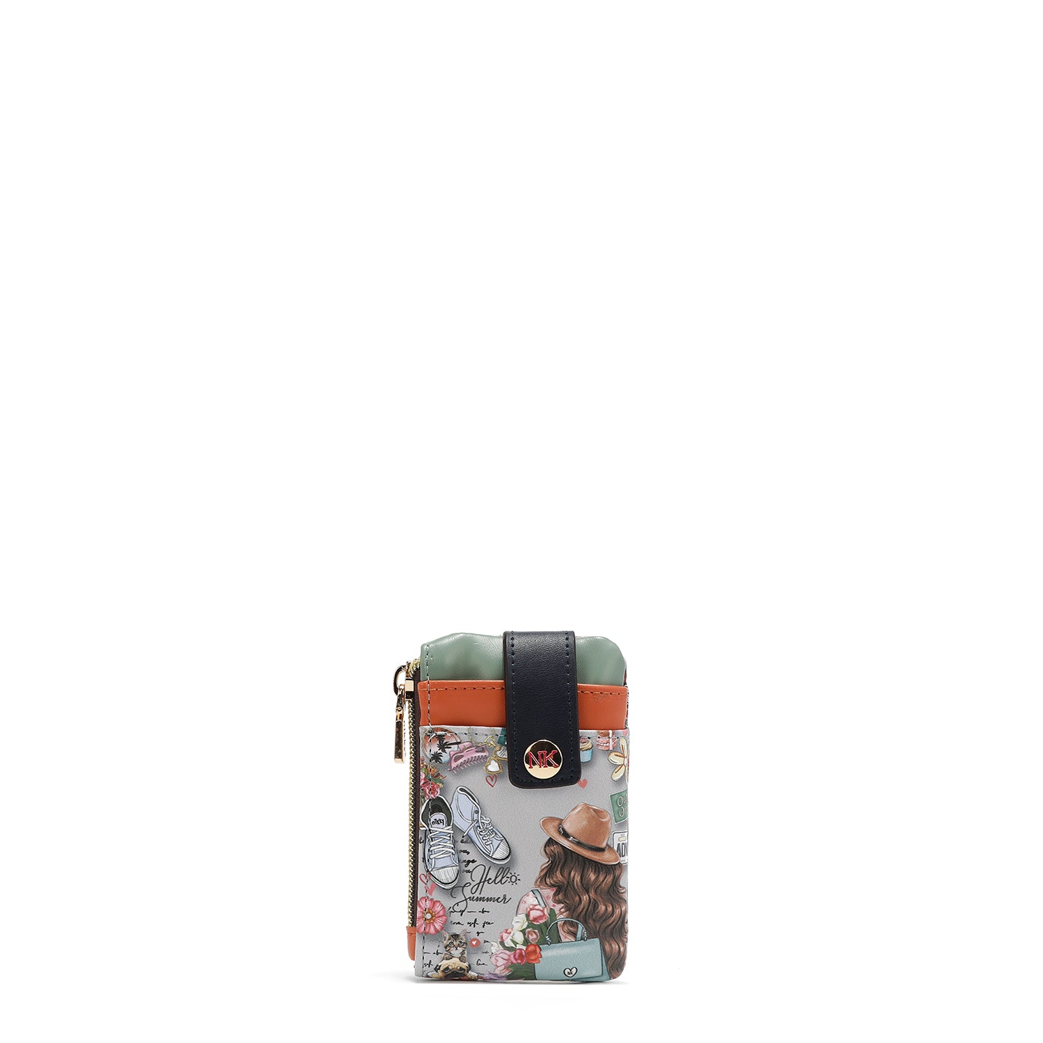 PORTA CARTE MINI CON CHIUSURA ZIP E BOTTONE A SCATTO <tc>NIKKY WORLD</tc>