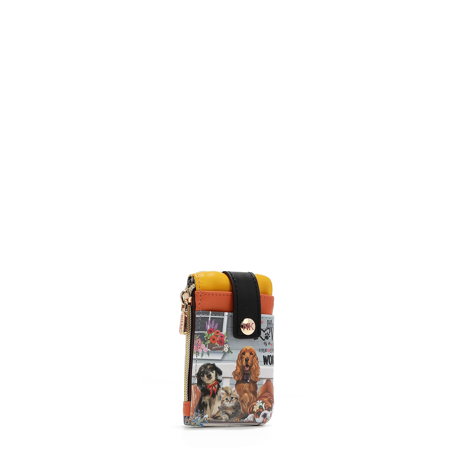 PORTA CARTE CON CHIUSURA A CERNIERA E BOTTONE A PRESSIONE <tc>ONE HAPPY FAMILY</tc>