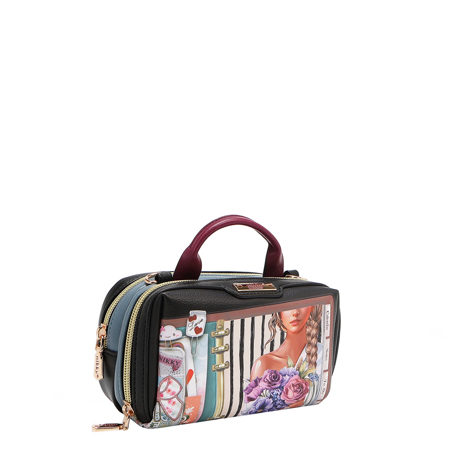 MINI BORSA A TRACOLLA BOSTON CON DOPPIA CERNIERA (<tc>NOSTALGIA</tc>)