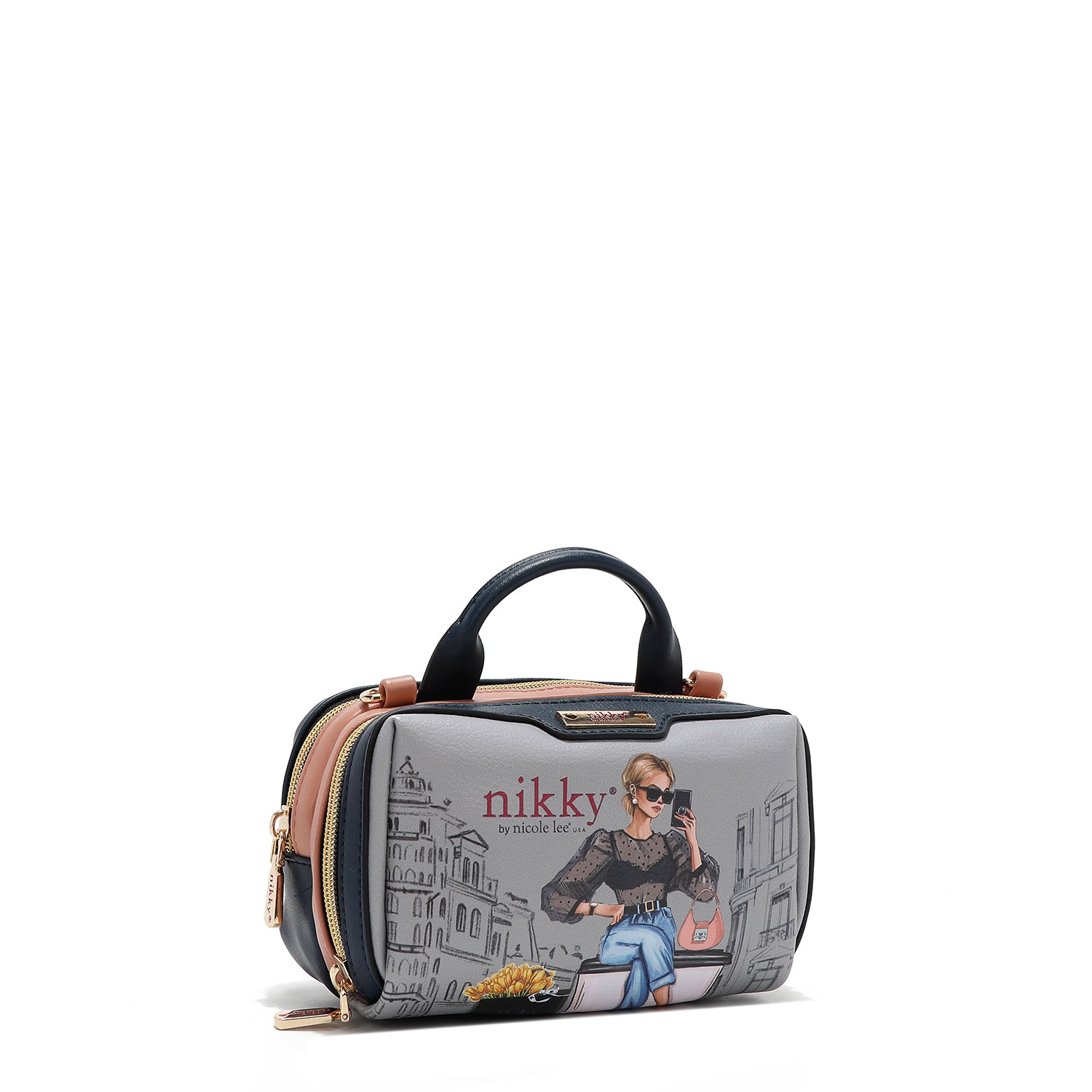 BOSTON MINI CROSSBODY BAG WITH DOUBLE ZIPPER (<tc>URBAN COFFEE DREAM</tc>)