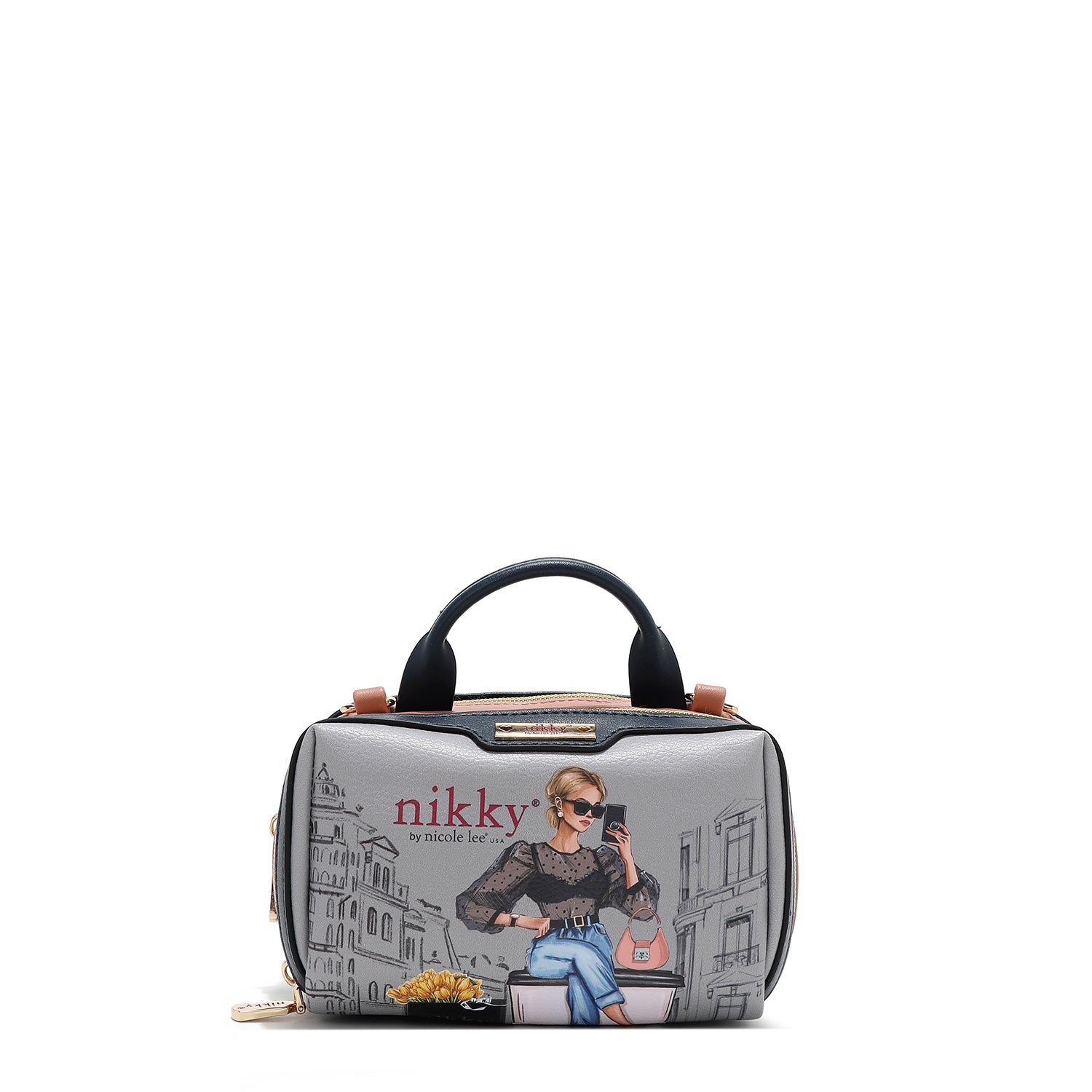 BOSTON MINI CROSSBODY BAG WITH DOUBLE ZIPPER (<tc>URBAN COFFEE DREAM</tc>)