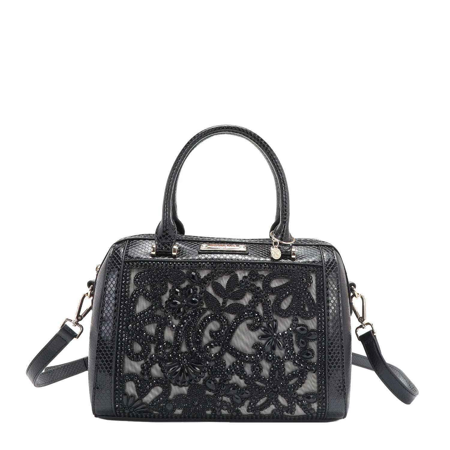 BOLSO BOSTON CON ENCAJE (NEGRO)