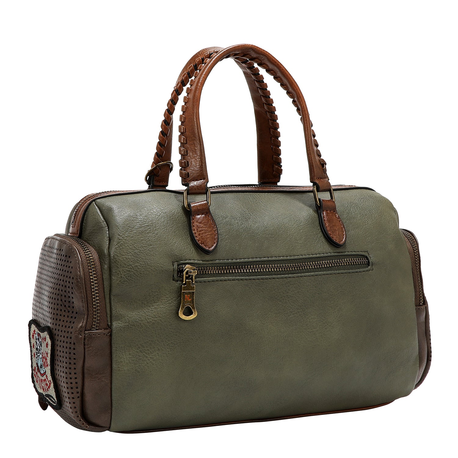 VINTAGE BOSTON BAG WITH PATCH (OLIVE)