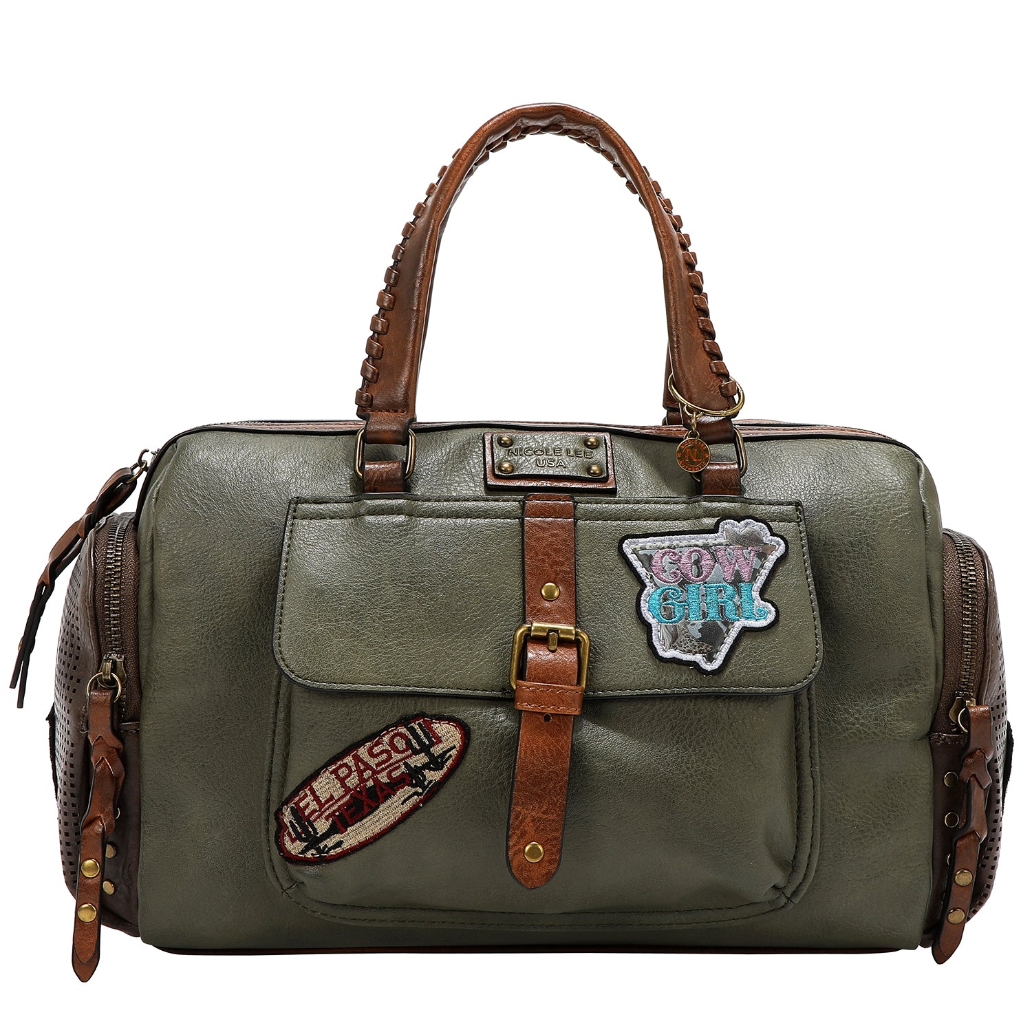 VINTAGE BOSTON BAG WITH PATCH (OLIVE)