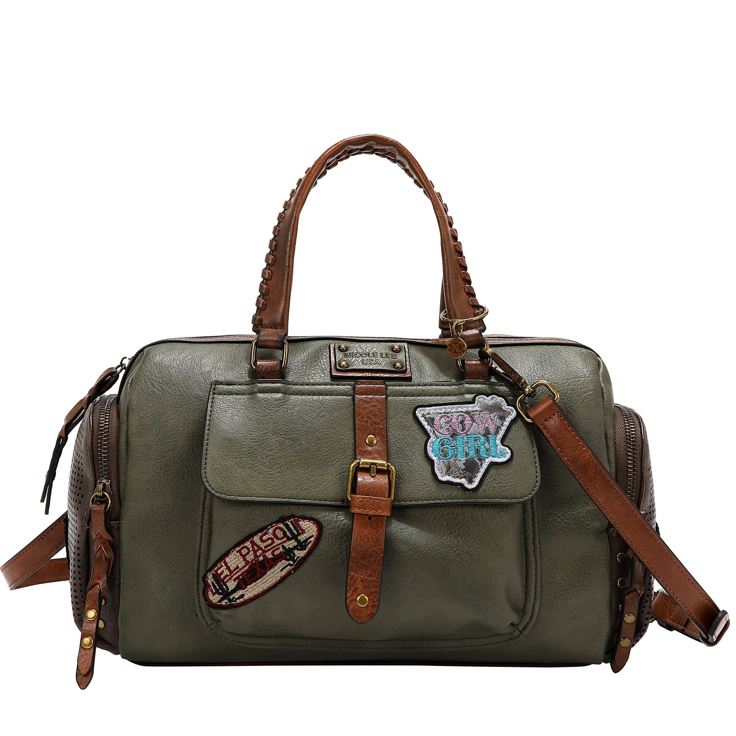 VINTAGE BOSTON BAG WITH PATCH (OLIVE)