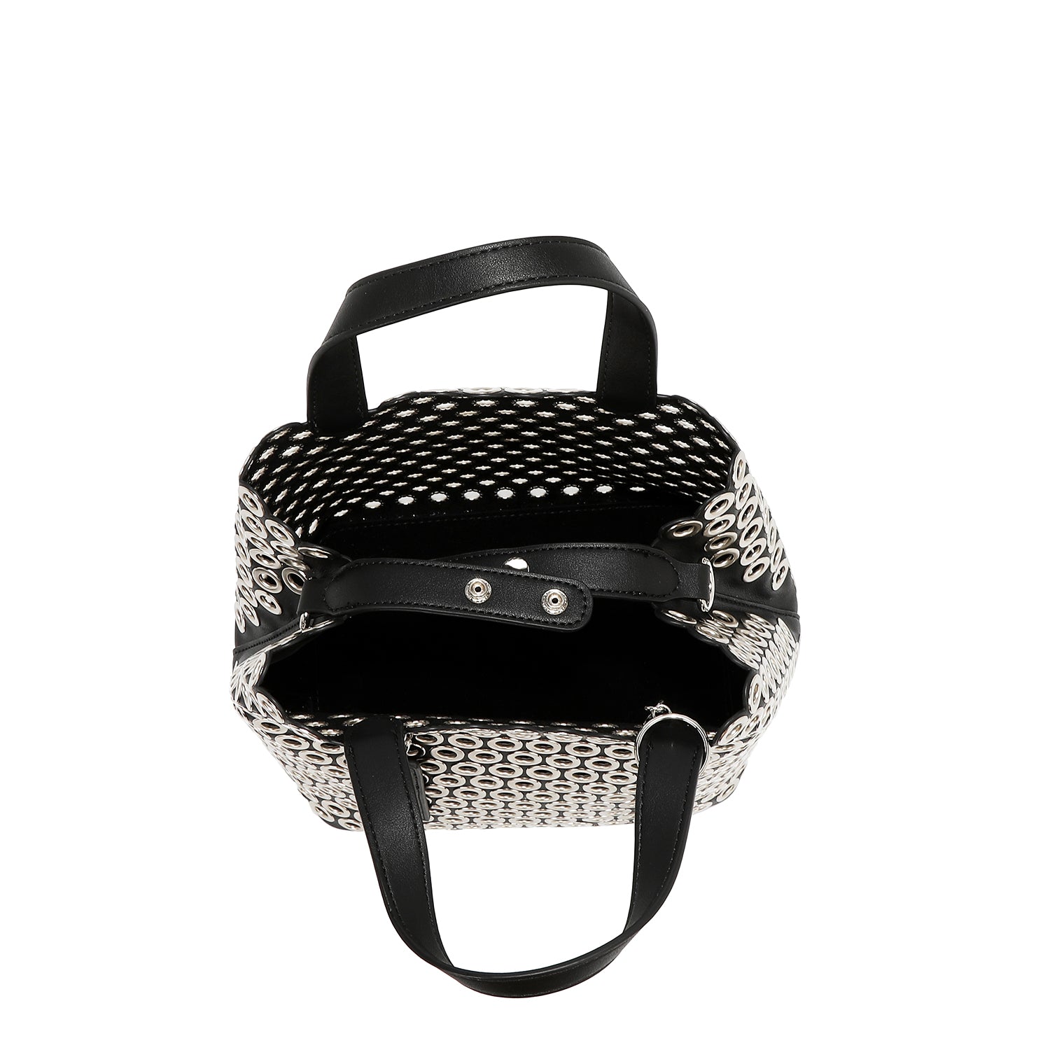 SATCHEL BAG WITH EYELETTE EDGE (SILVER)
