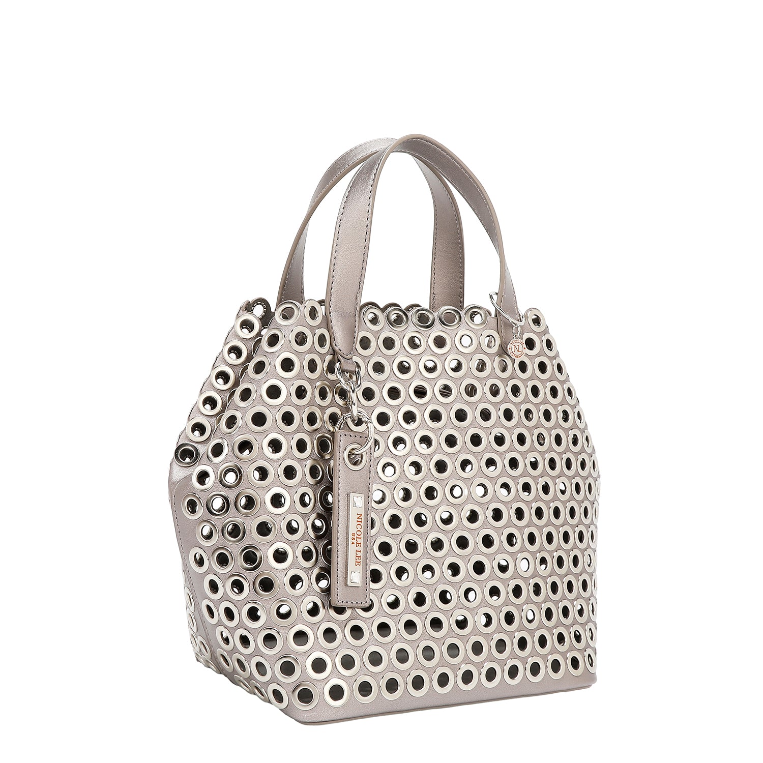 SATCHEL BAG WITH EYELETTE EDGE (SILVER)