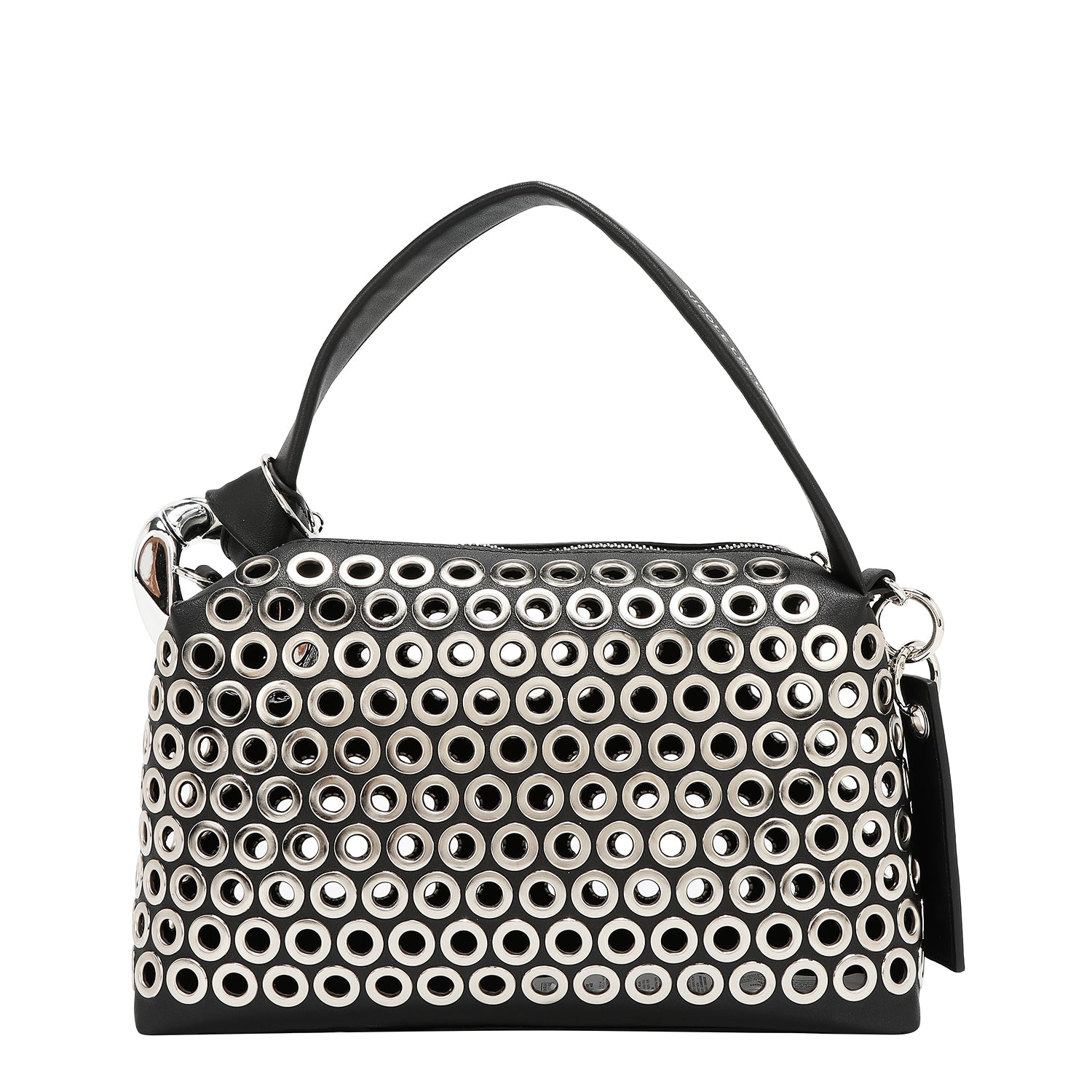 SHOULDER BAG WITH EYELETTE EDGE (BLACK)