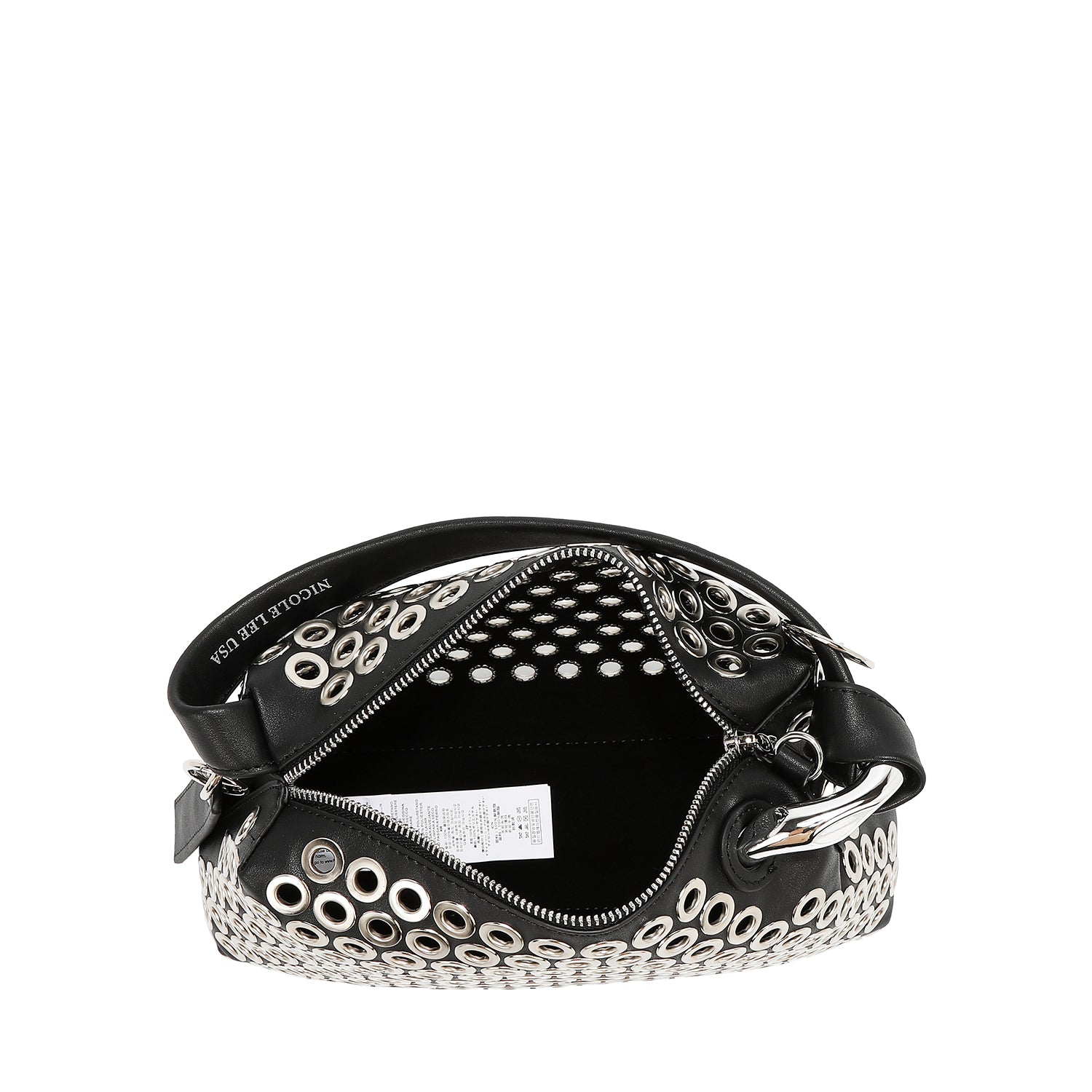 SHOULDER BAG WITH EYELETTE EDGE (BLACK)