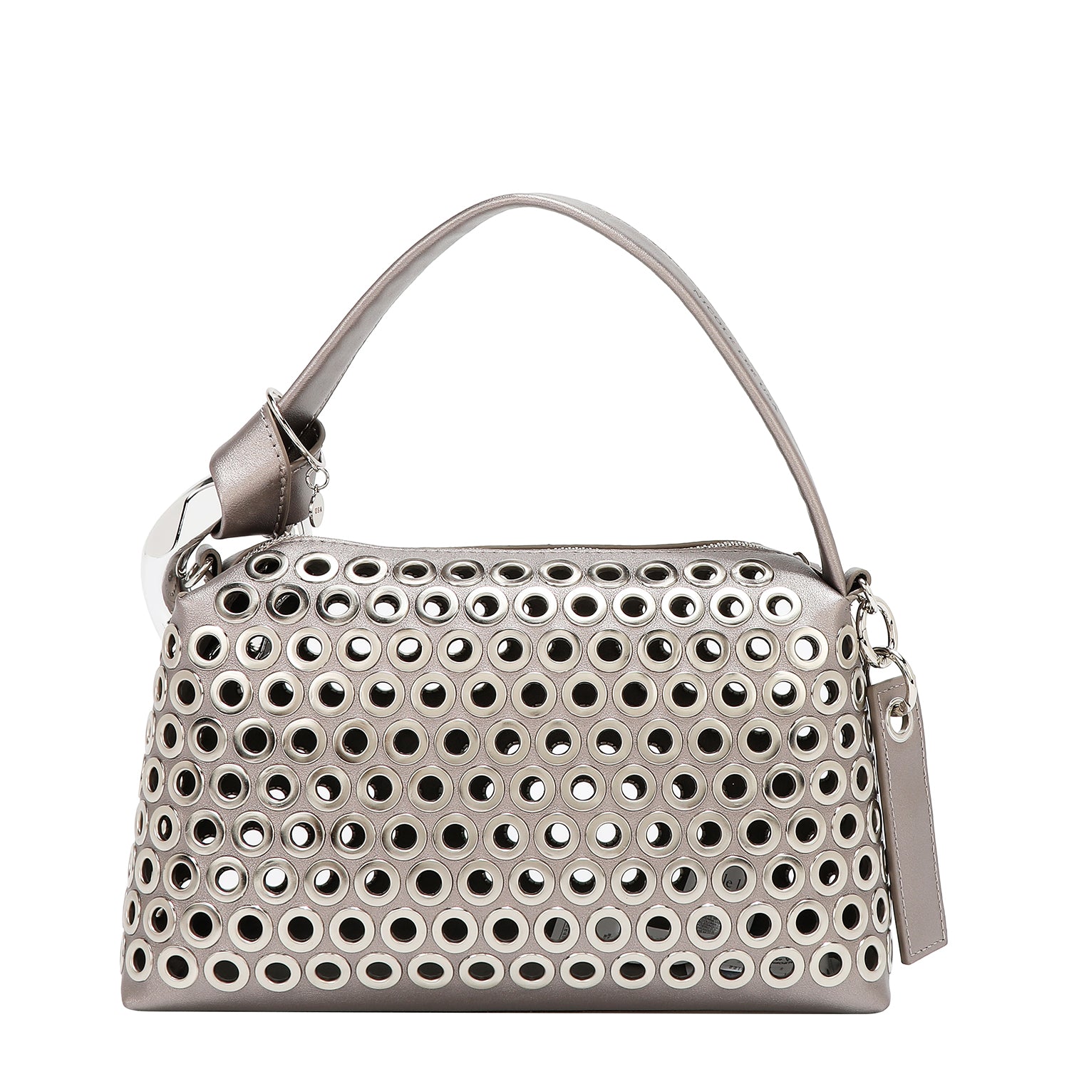SHOULDER BAG WITH EYELETTE EDGE (SILVER)