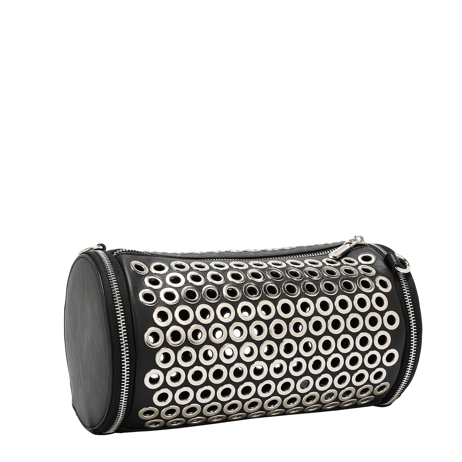 BARREL BAG WITH EYELETTE EDGE (BLACK)