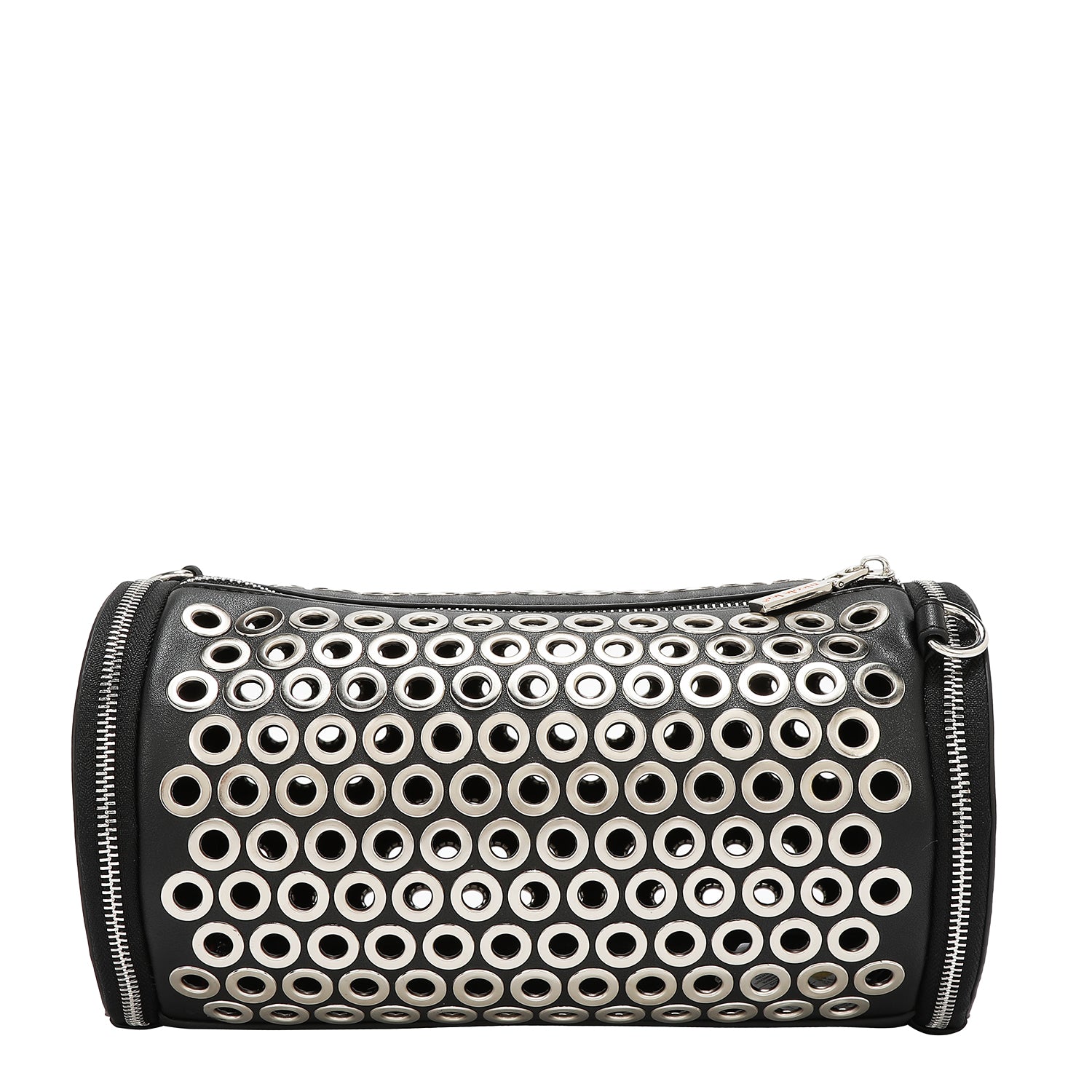 BARREL BAG WITH EYELETTE EDGE (BLACK)