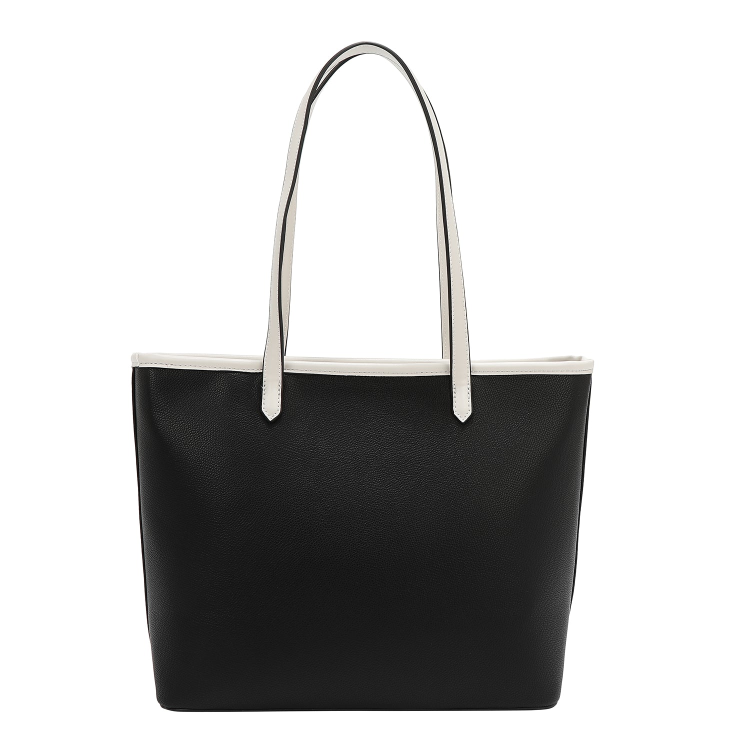Shopper bag with pocket and color blocks (black)