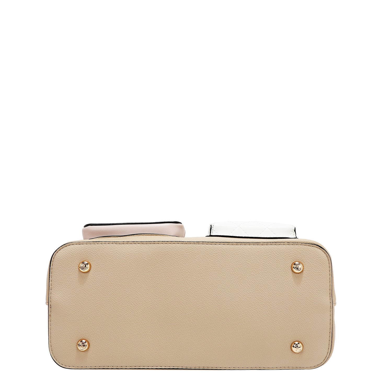 Shopper bag with pocket and color blocks (Taupe)