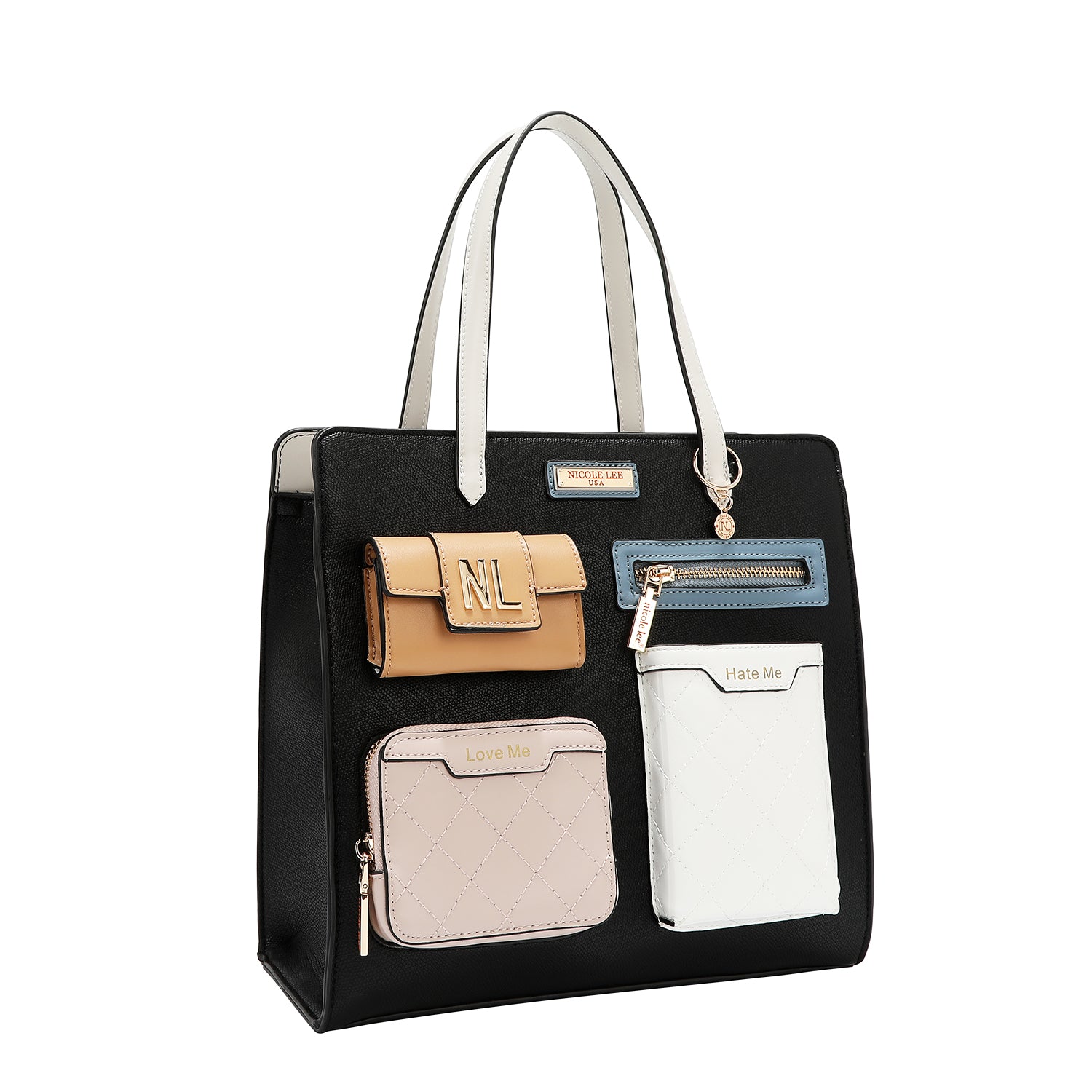 Pocket bag with color blocks (black)