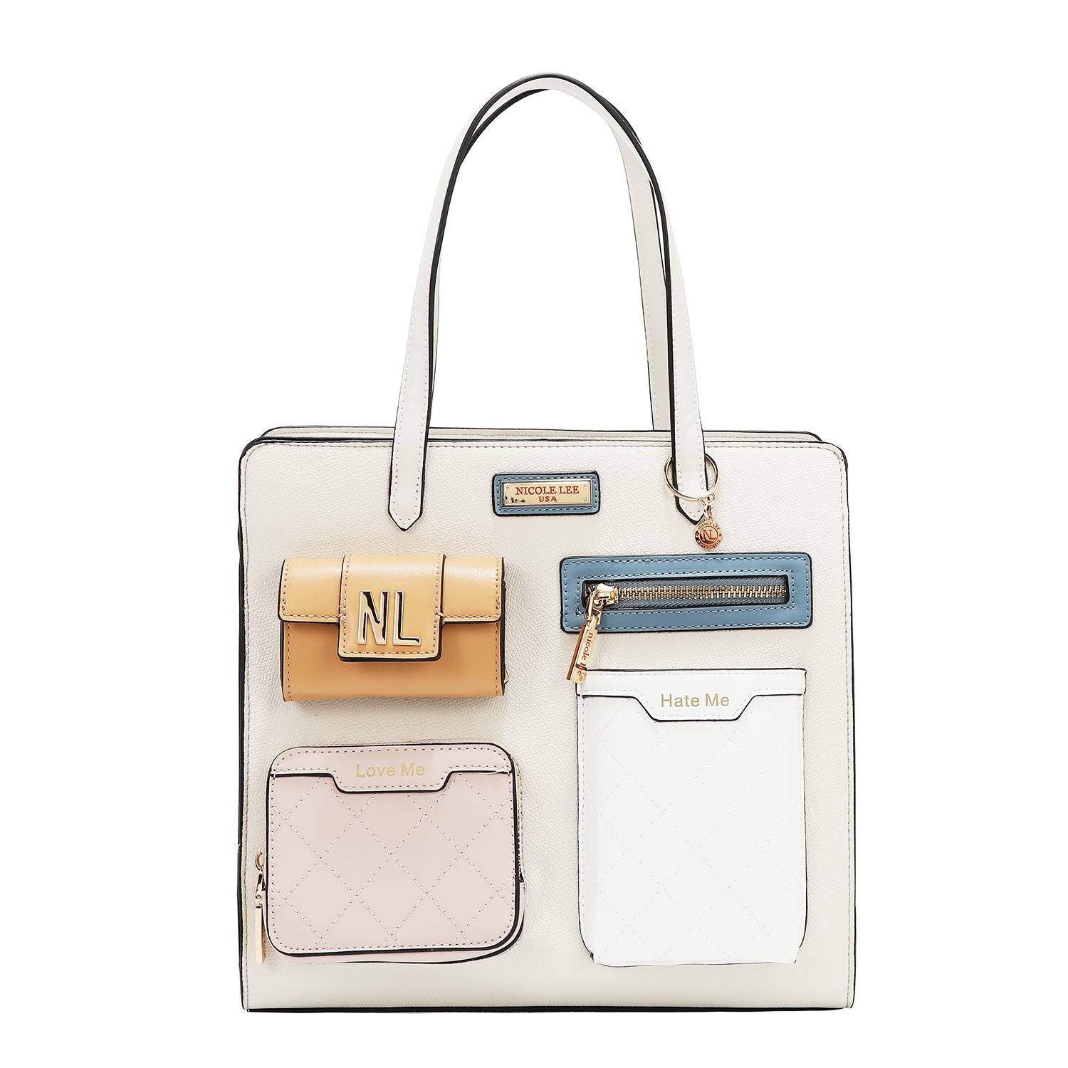 Pocket bag with color blocks (white)