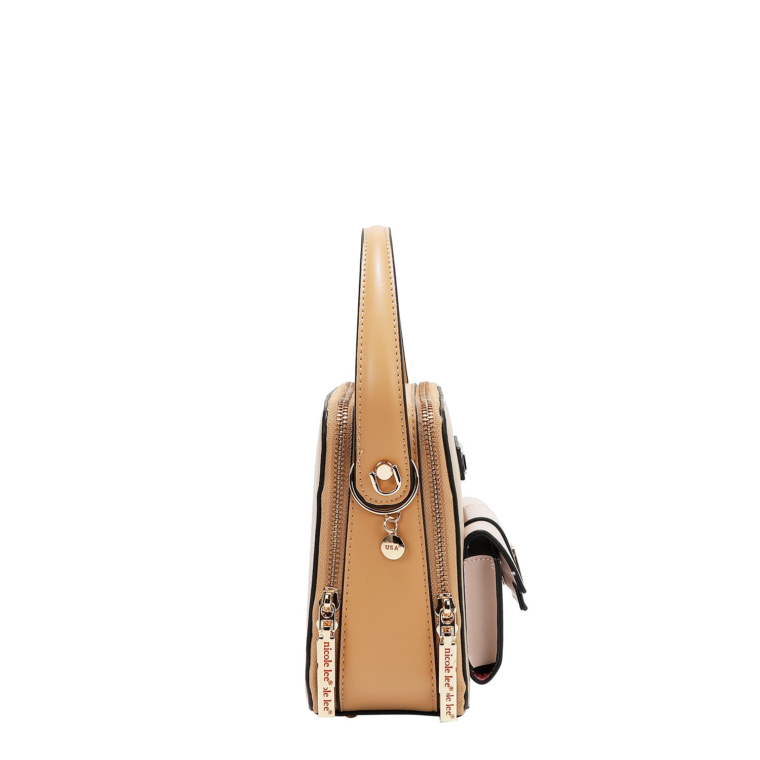 Bandolera with pocket and color blocks (Taupe)