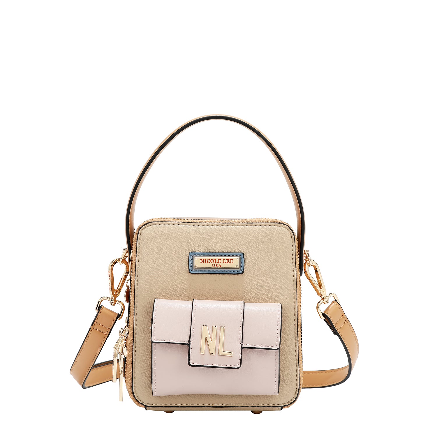 Bandolera with pocket and color blocks (Taupe)